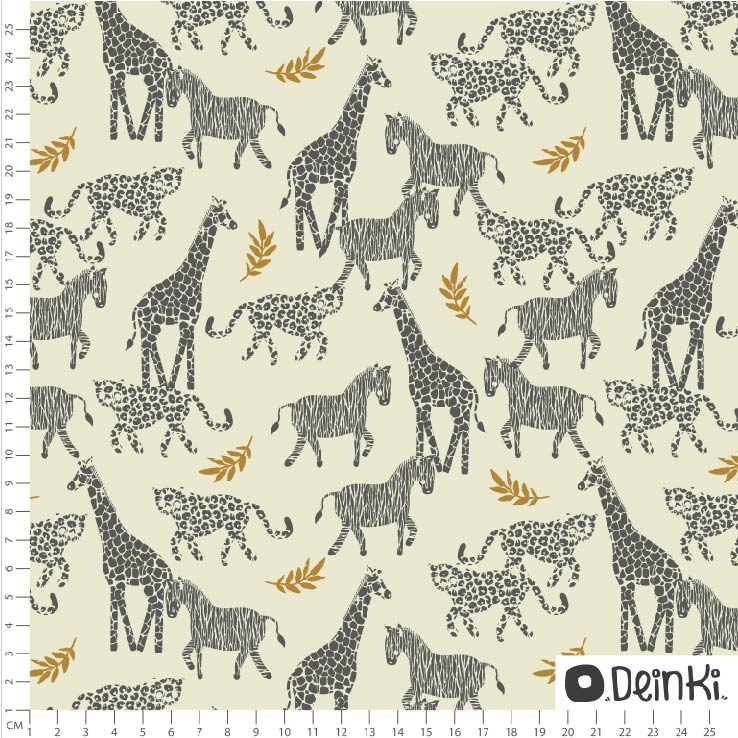Bio Stoff  -  Wilde Freunde  - Deinki, Tiere, creme