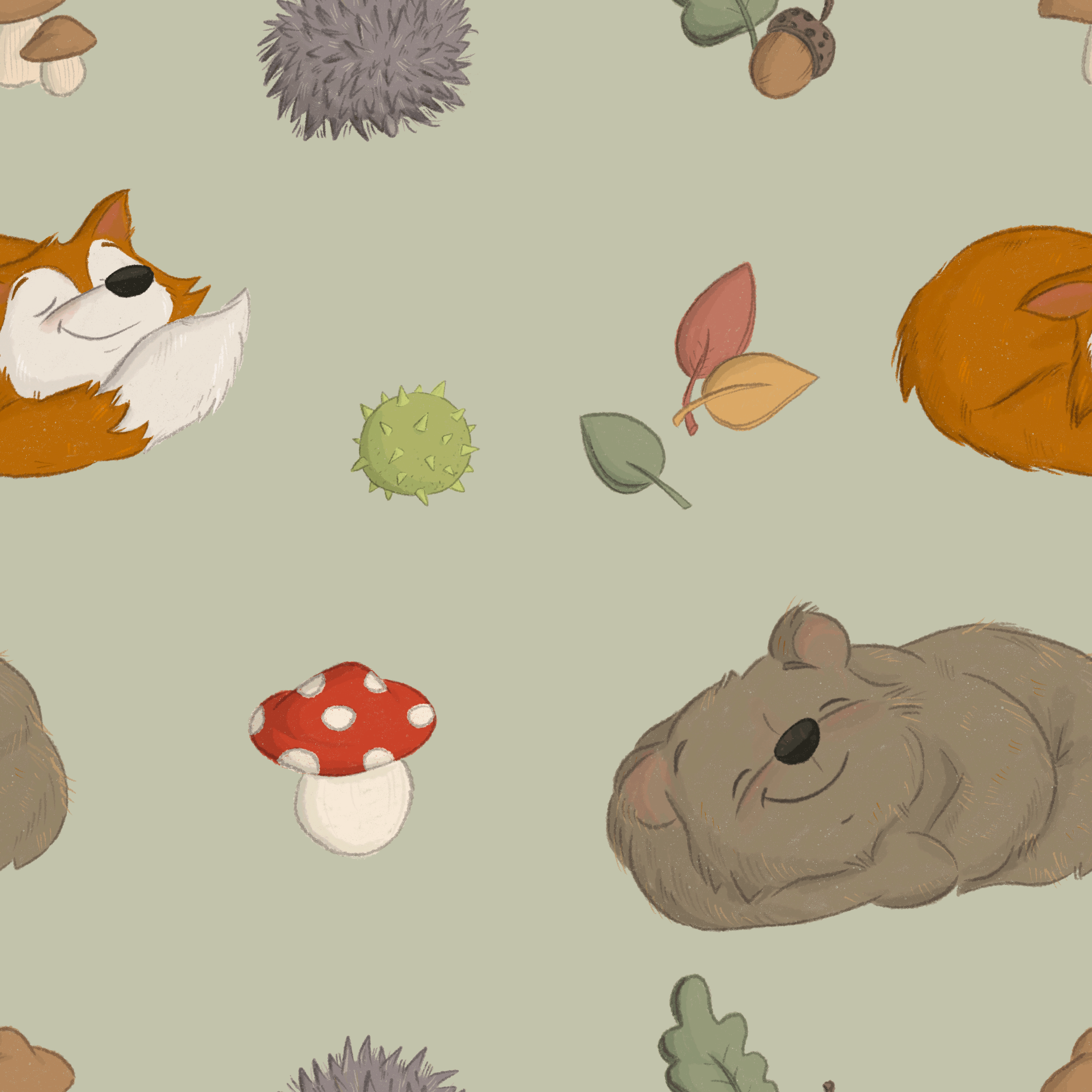 Bio Stoff - Waldtraeume Gruen Gross von Benito Und Maus Illustrations in grün