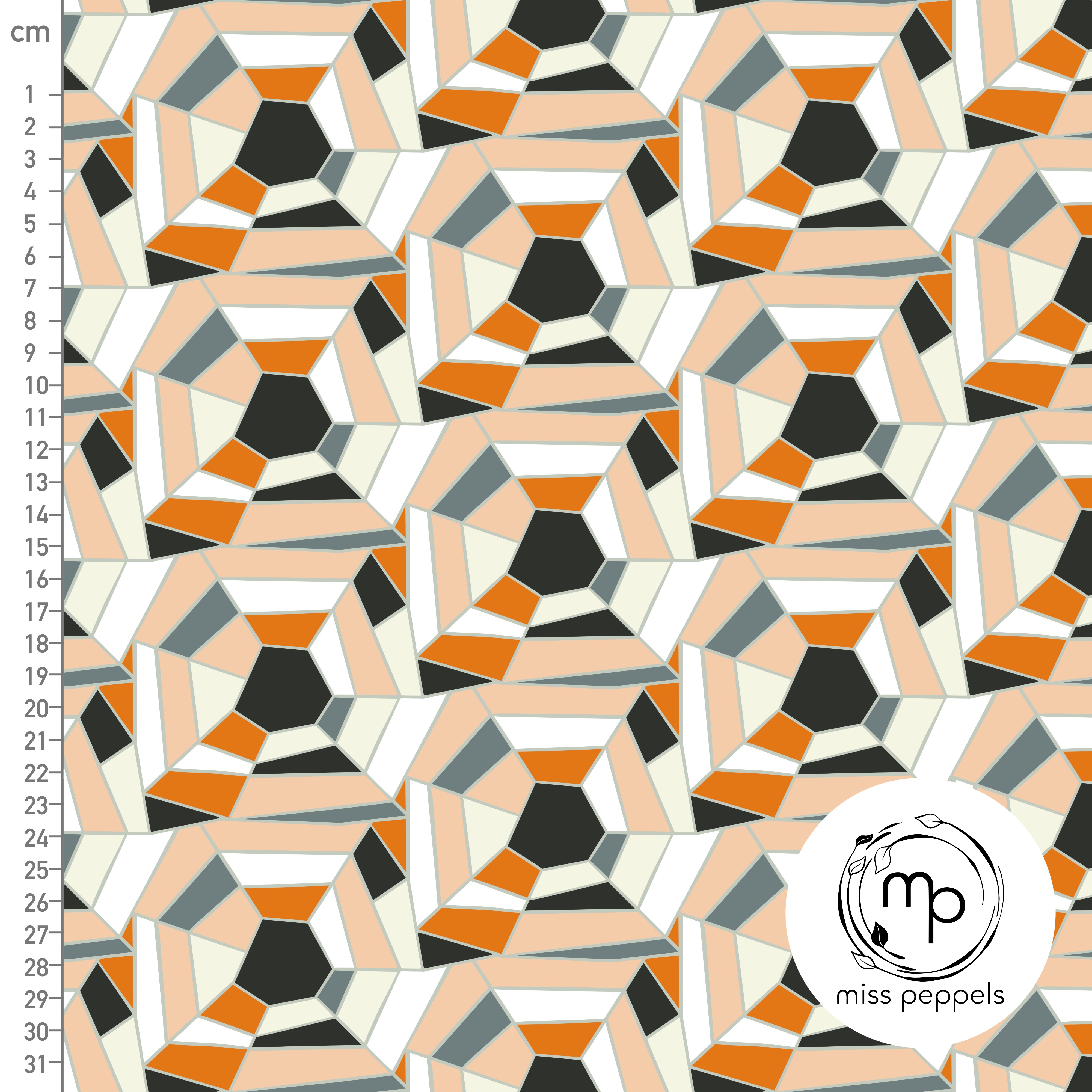 Organic Fabric - Geometric Patterns by misspeppels in orange