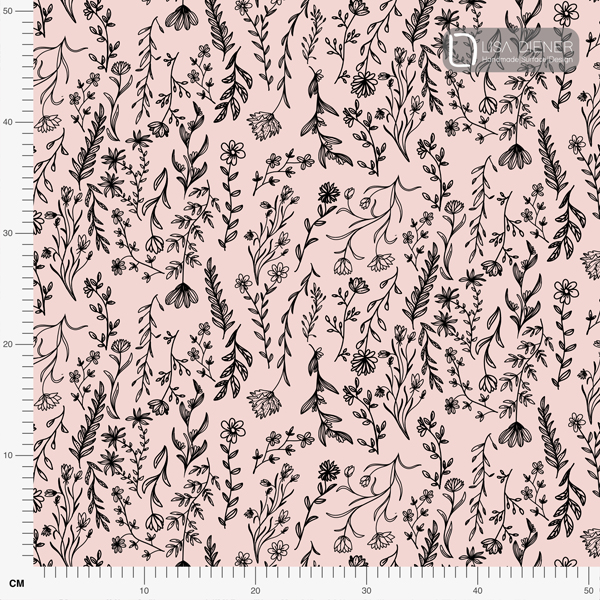 Bio Stoff - Florelei rosa, schwarz