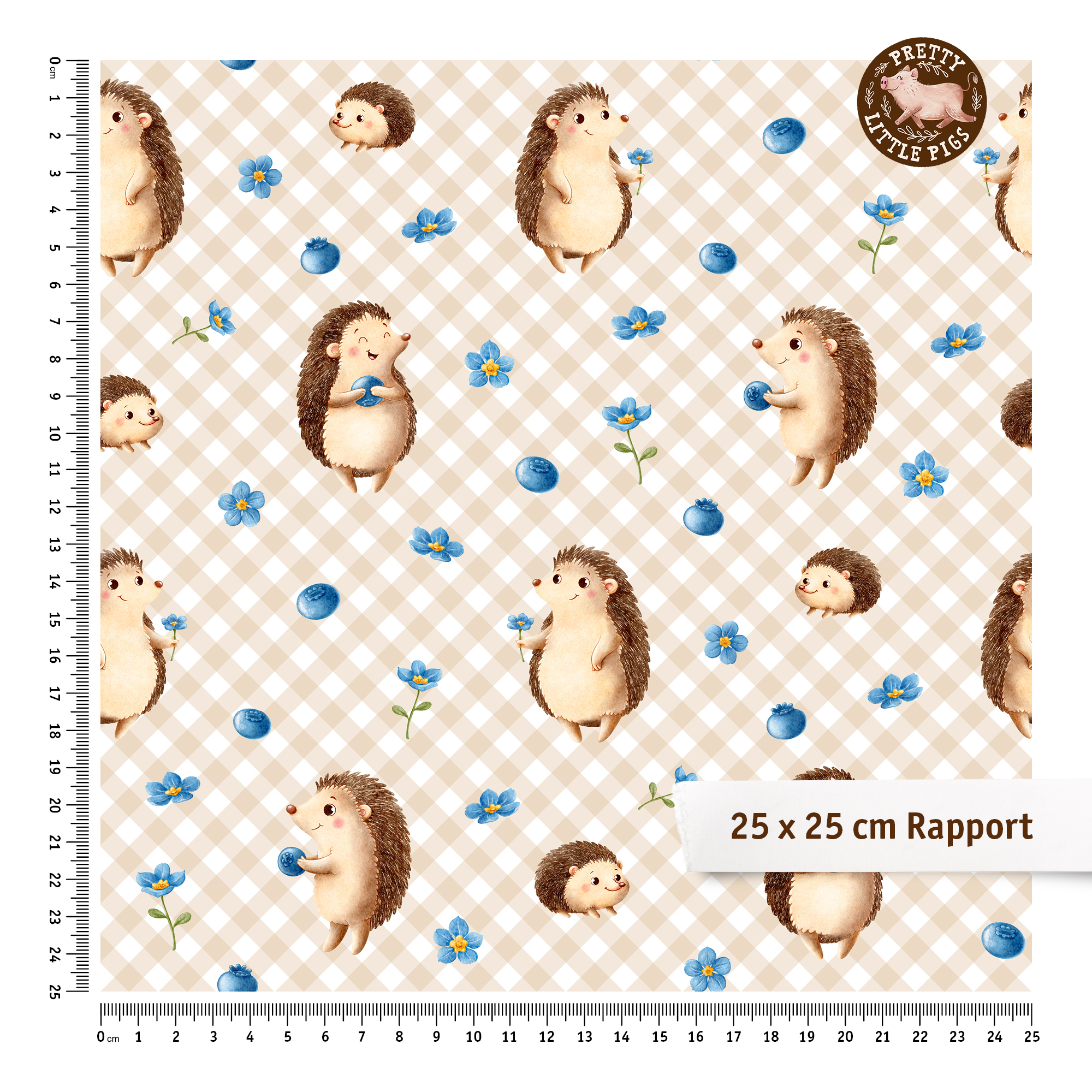 Bio Stoff -  Igel Beerenliebe Vichy Karos beige