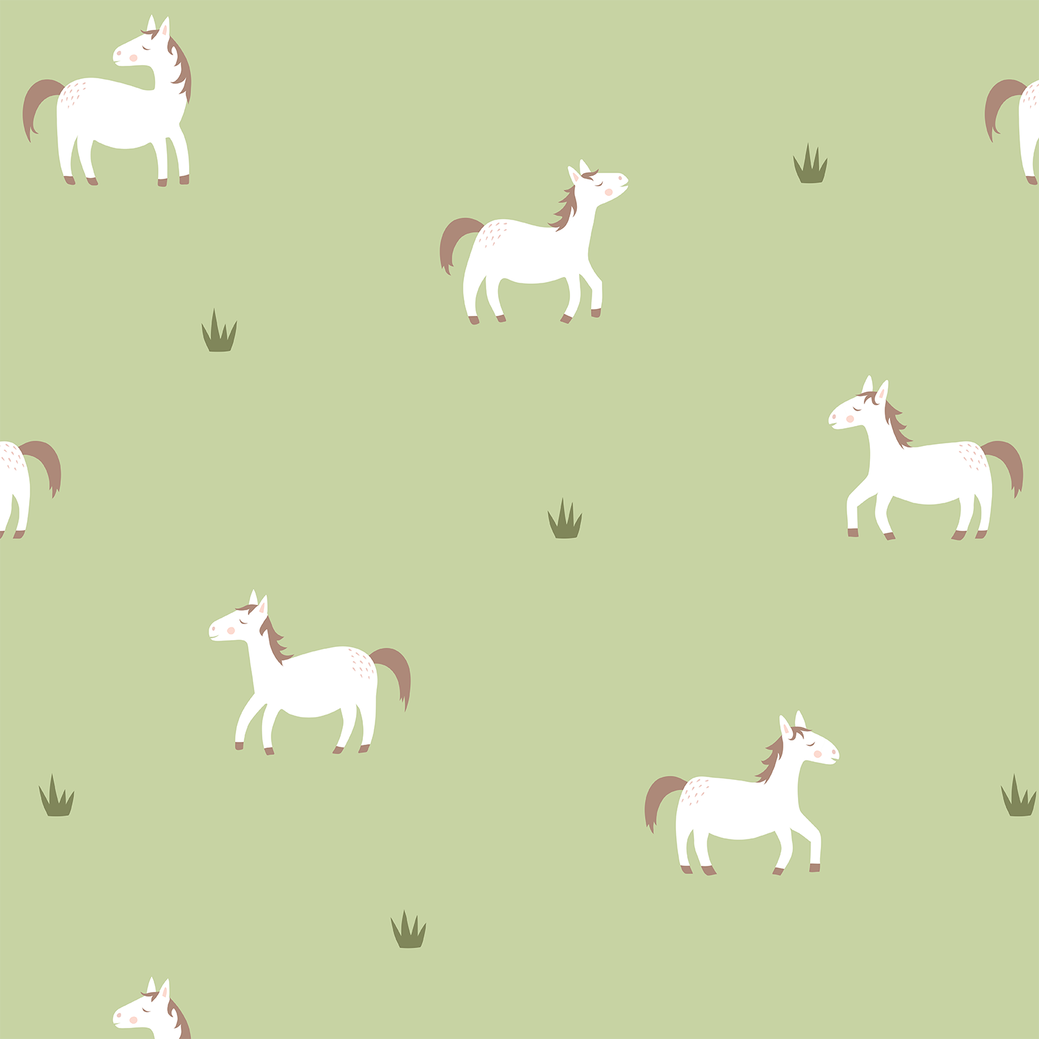 Organic fabric - Pferde im Grünen