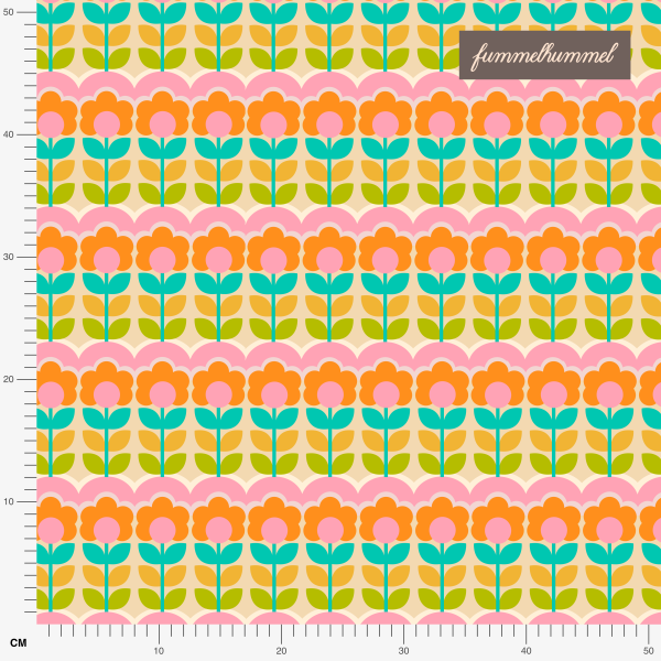 Organic fabric  - Bluumen orange