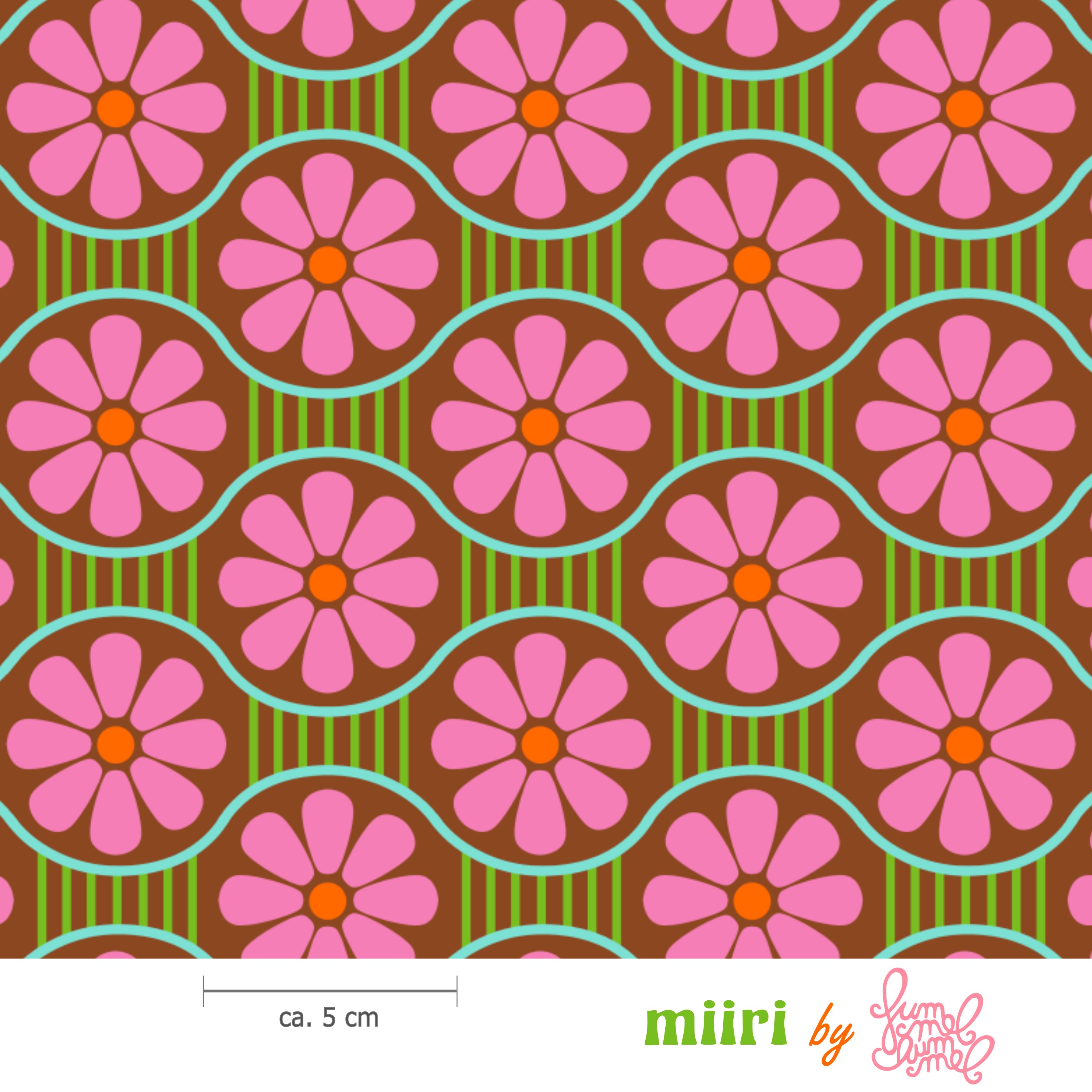 Bio Stoff  - Miiri Braun - Fummelhummel, braun, Floral & Blumen