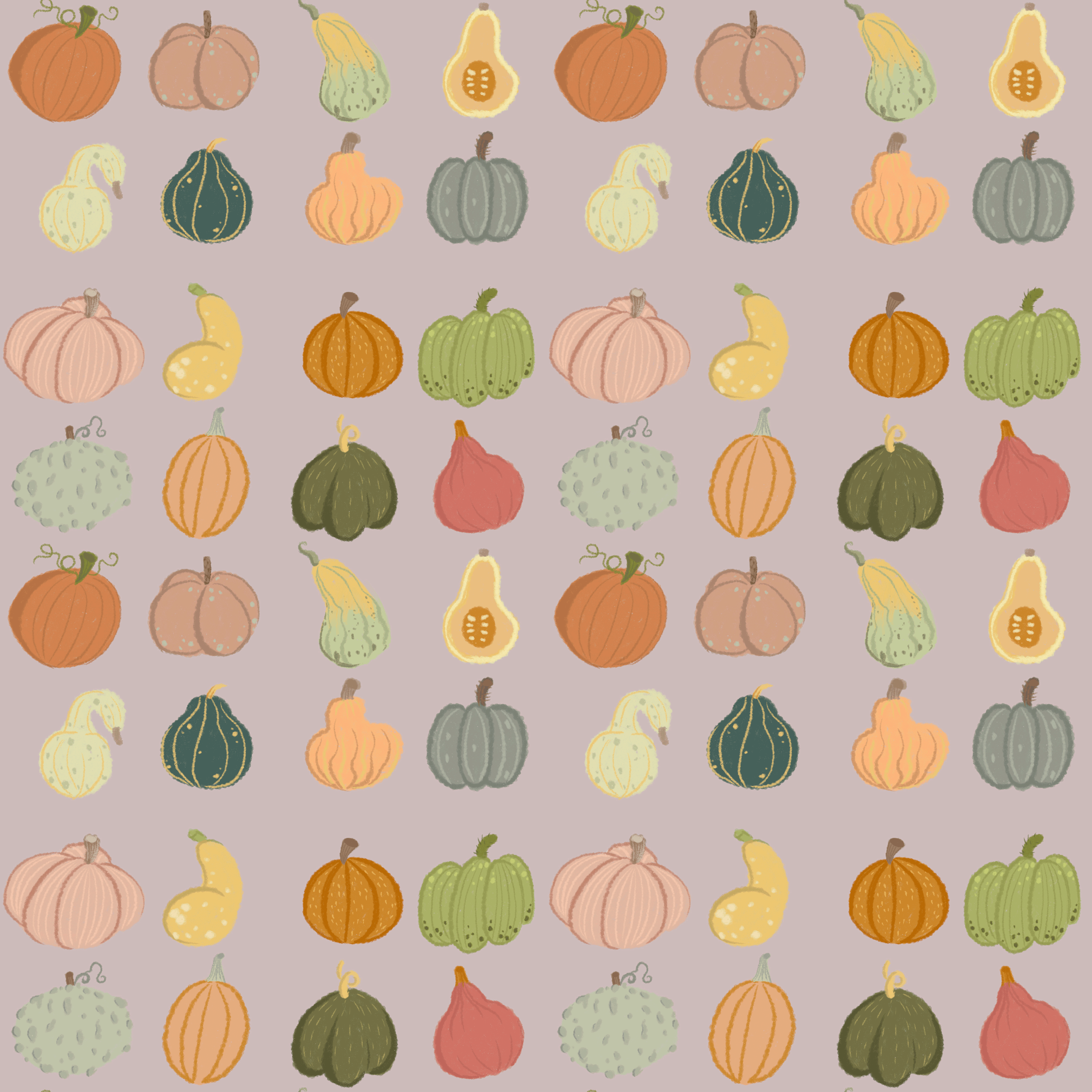 Bio Fabric - Pumpkin Spice Grey Beige Small by Benito Und Maus Illustrations in orange