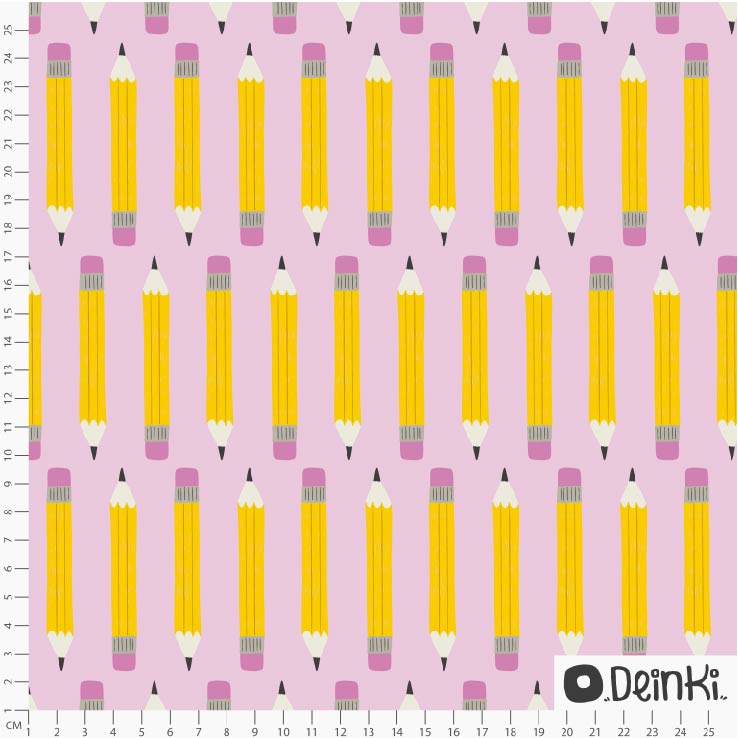 Bio Fabric - Pencils Pink by Deinki in pink
