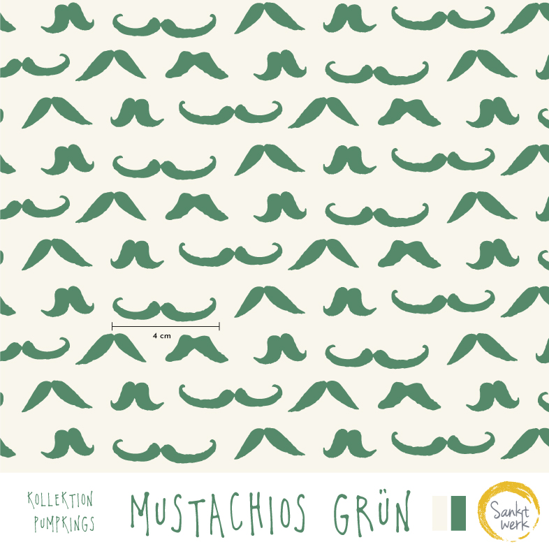 Bio Stoff  - Mustachios Green - Sanktwerk, Halloween, Grün