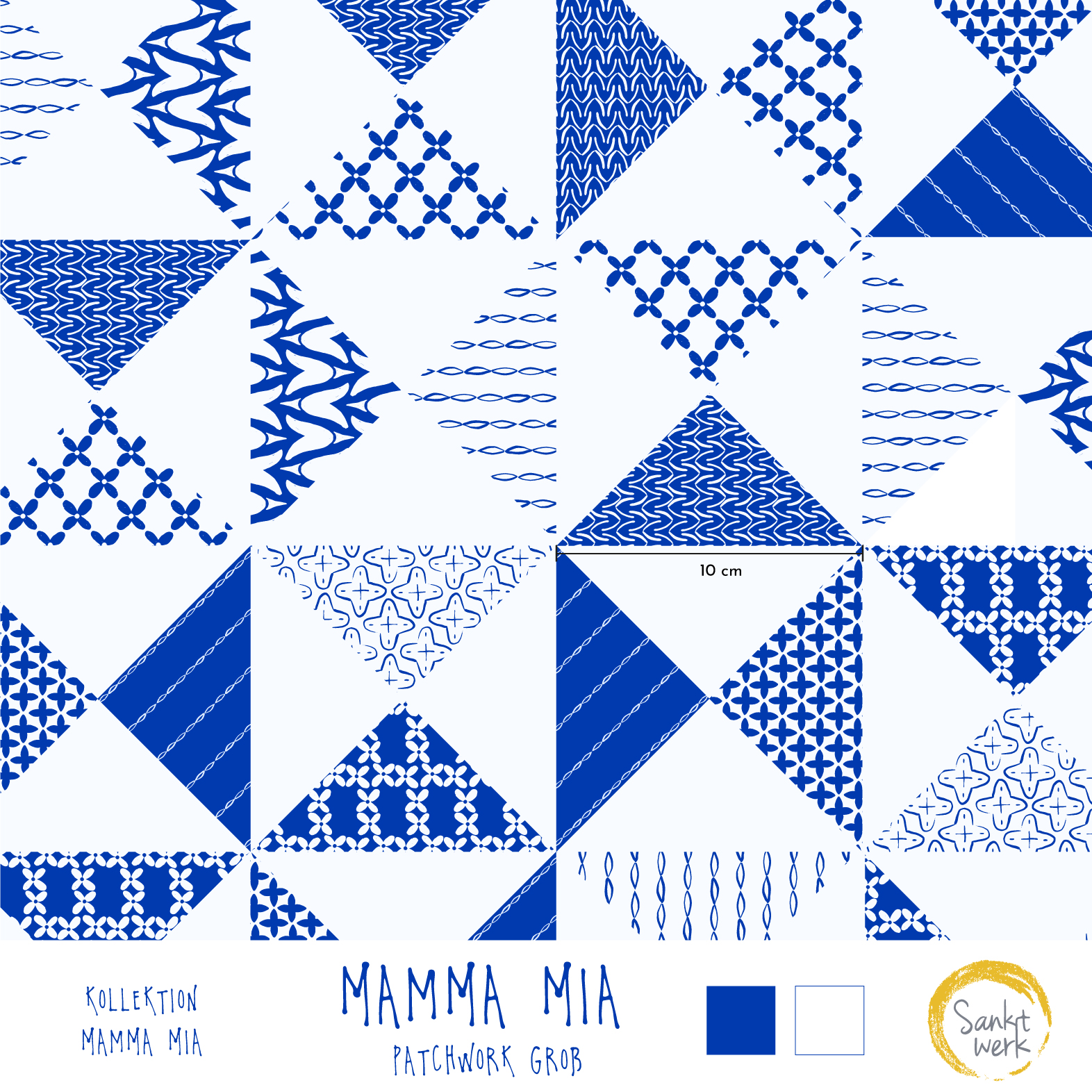 Bio Webware Stoff - Mamma Mia Patchwork Gross - Sanktwerk, blau, Maritim, Geometrische Muster, 100% Bio-Baumwolle Bio Webware Stoff - Mamma Mia Patchwork Gross - Sanktwerk, blau, Maritim, Geometrische Muster, 100% Bio-Baumwolle