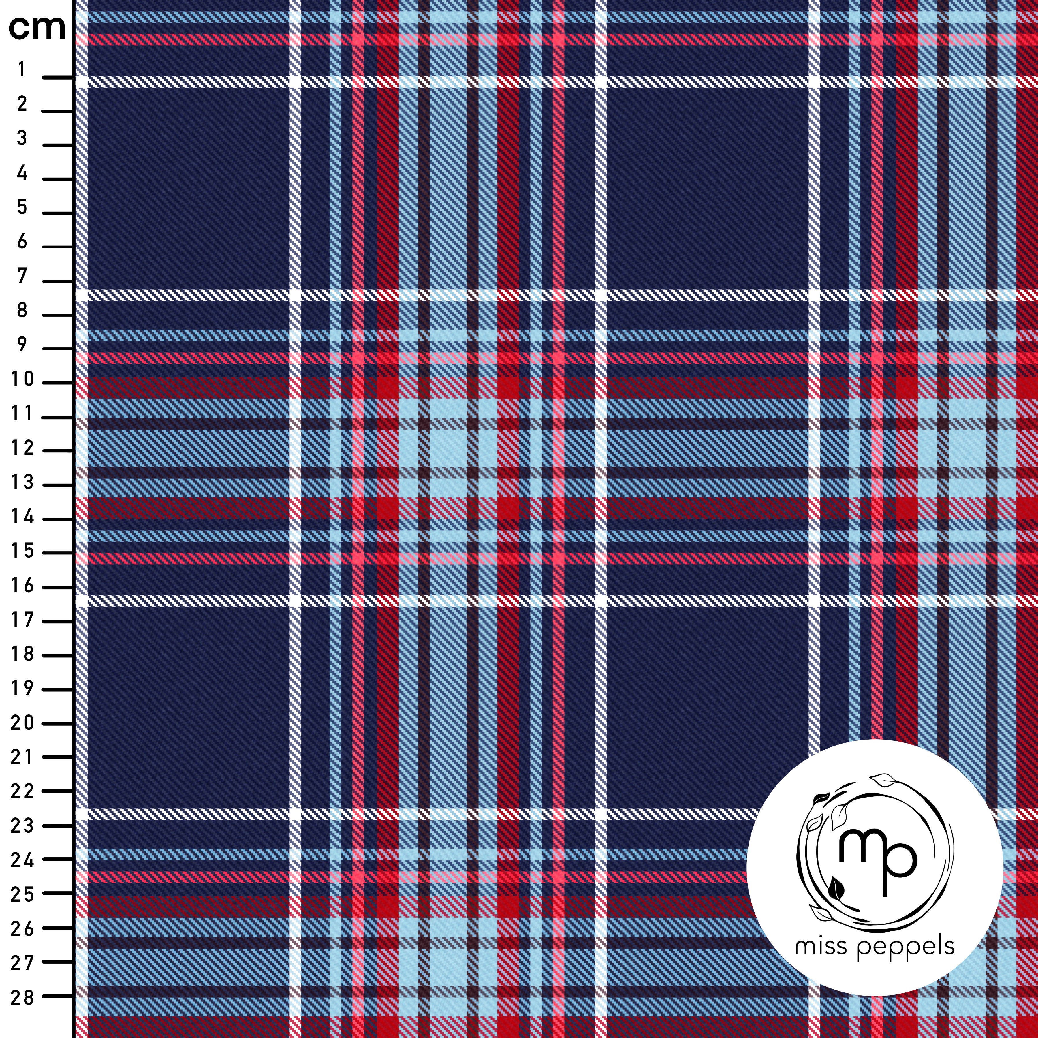 Organic Fabric - Check Navy Red by misspeppels in blue
