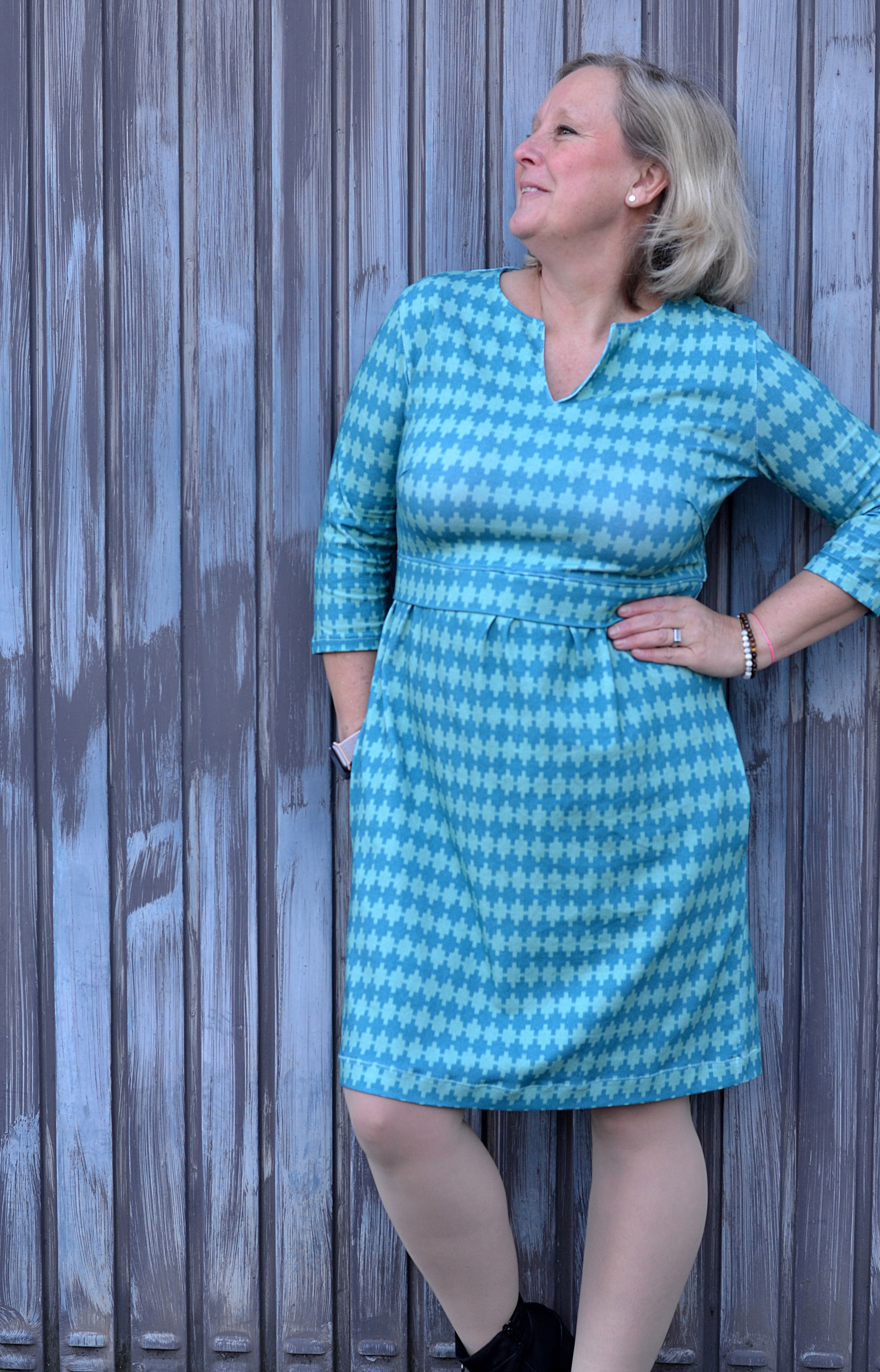 Bio Stoff - Woven Geometrics Argyle lila, pink