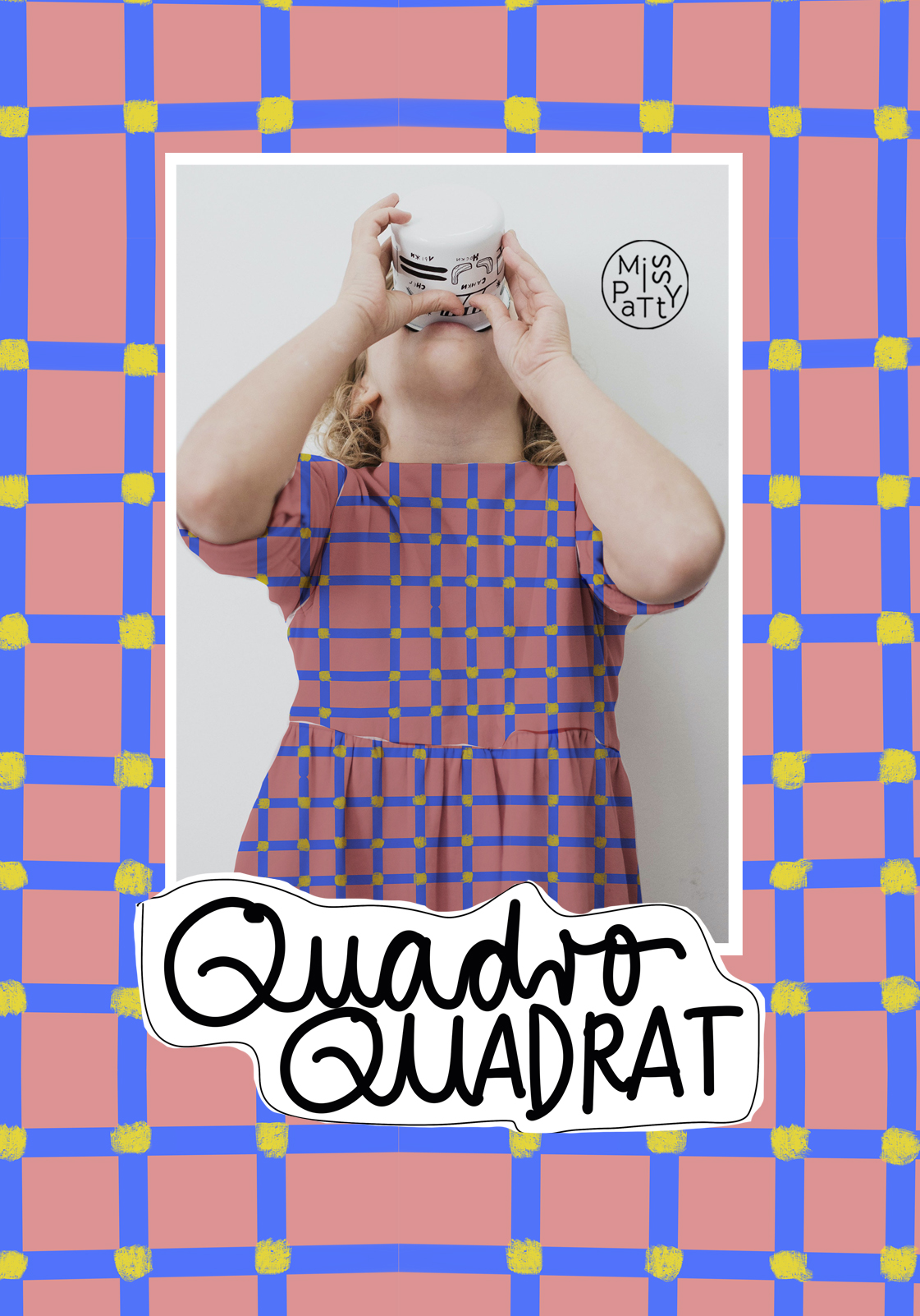 Bio Webware Stoff  -  QuadroQuadrat  - MissPatty, Kariert, blau, rosa, 100% Bio-Baumwolle