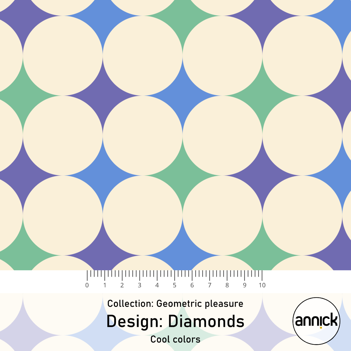 Bio Summersweat Stoff  -  Diamonds Cool Colors  - Annick, bunt, Breite 150 cm