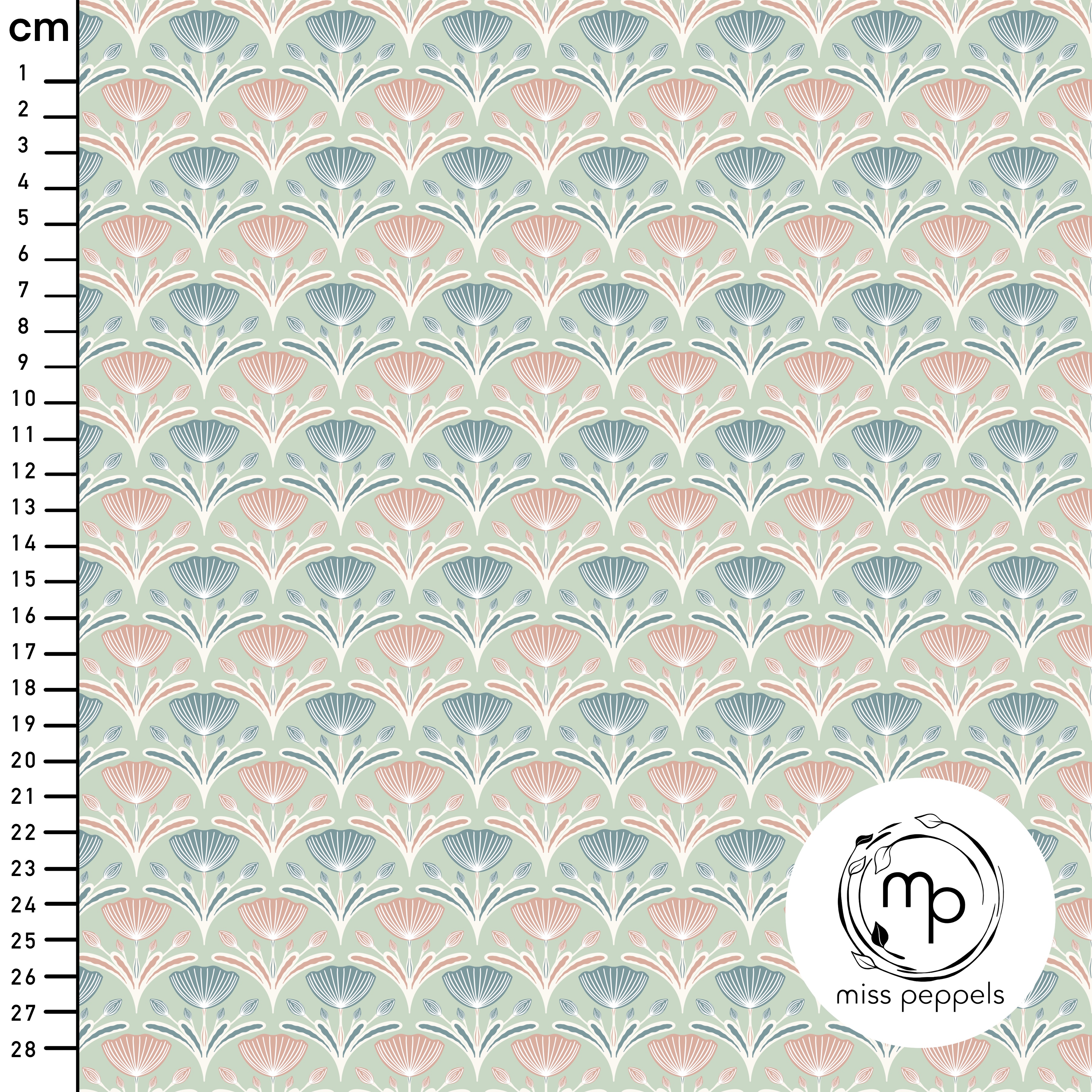 Bio Stoff  - Tulpen D - misspeppels, mint, Floral & Blumen