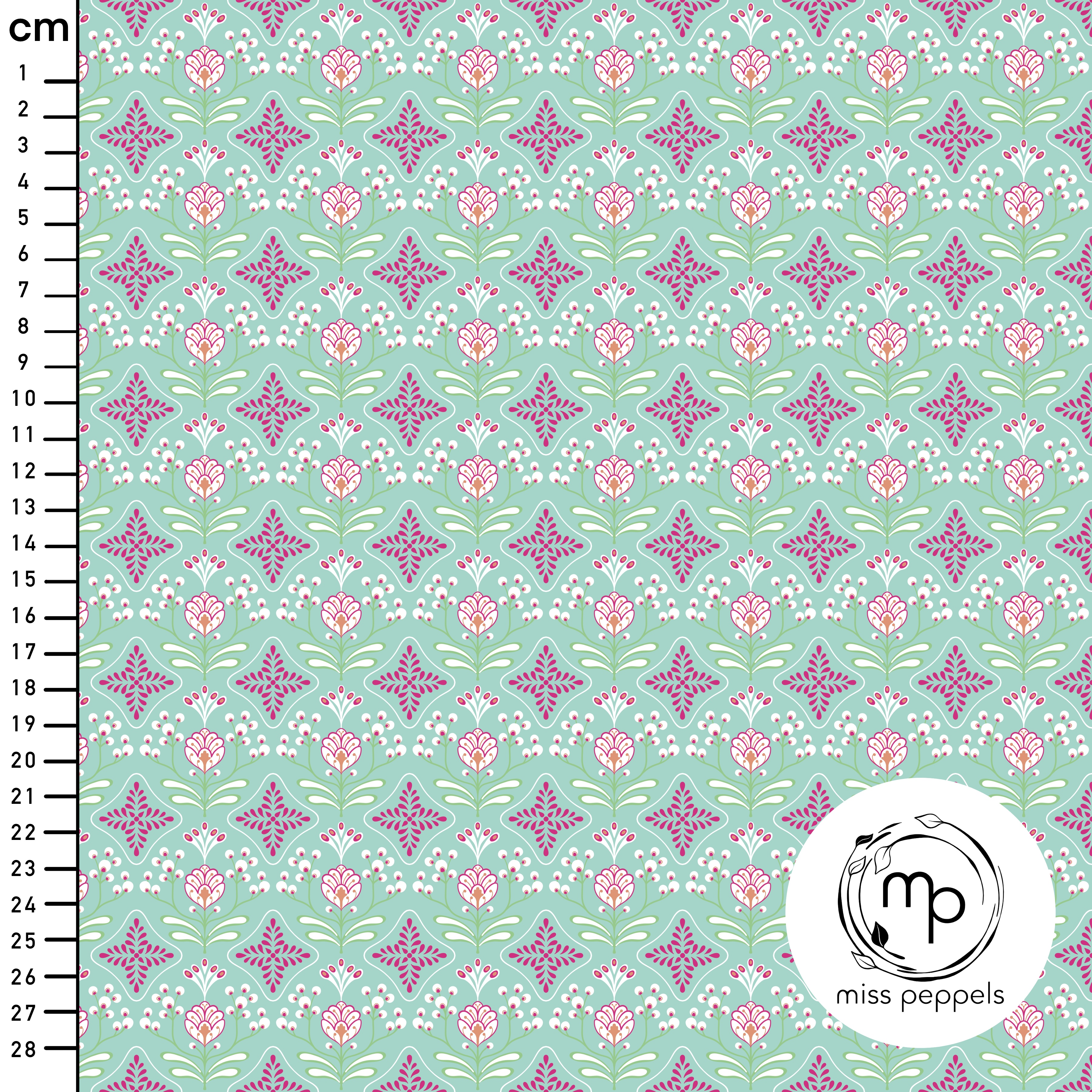 Bio Stoff  - Blumenstrauß A - misspeppels, türkis, Floral & Blumen