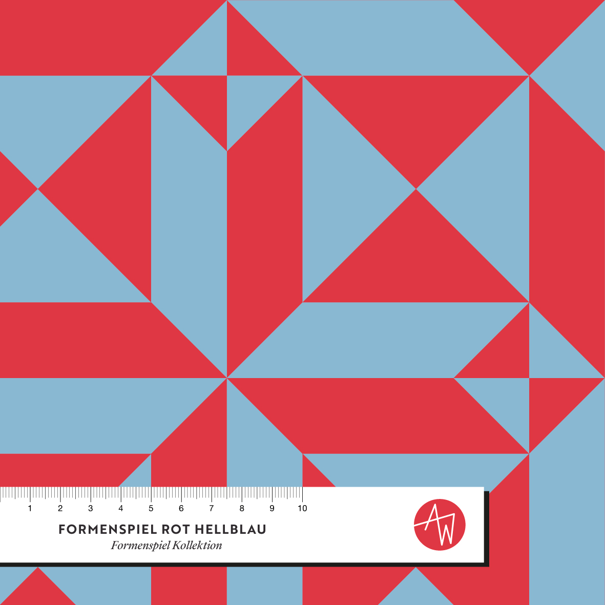 Bio Stoff - Formenspiel Dreiecke Rot Hellblau von Alexandra Weise in rot, blau