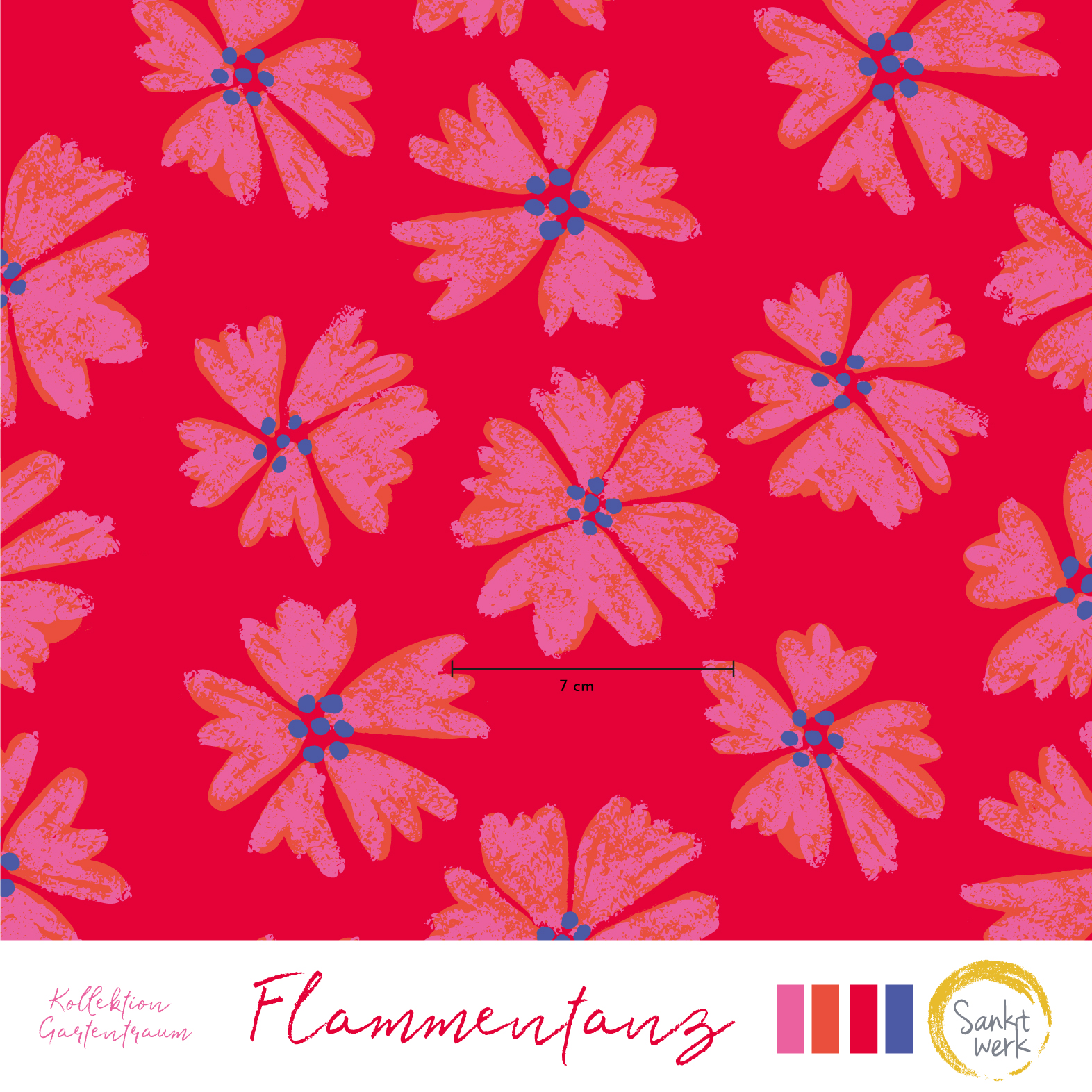 Bio Summersweat Stoff - Flammentanz - Sanktwerk, Floral & Blumen, rot, Breite 150 cm Bio Summersweat Stoff - Flammentanz - Sanktwerk, Floral & Blumen, rot, Breite 150 cm