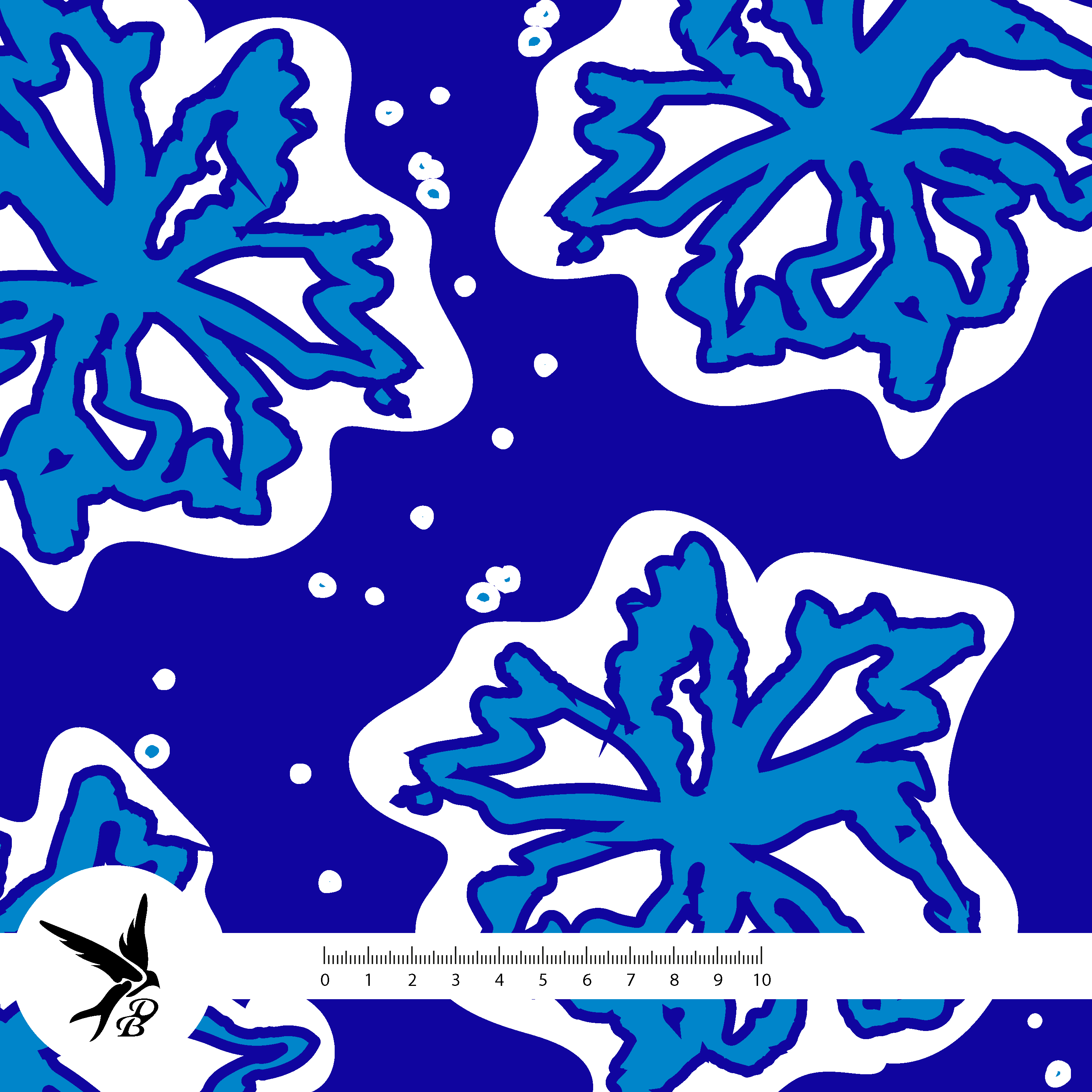 Bio Fabric - Bloom And Shape Flower Dark Blue by Daniela Bonn in blue