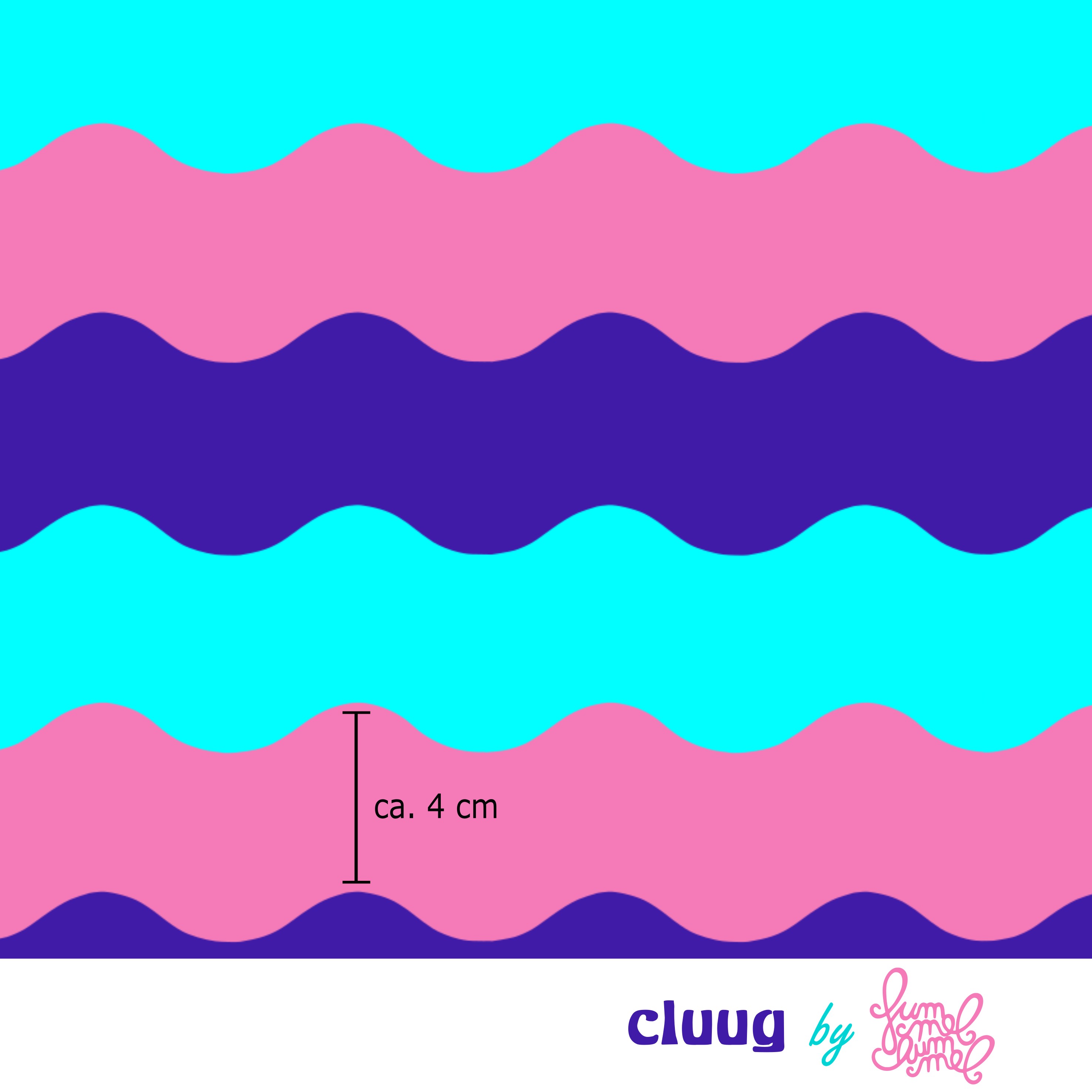 Bio Stoff - Cluug Blau Gross von Fummelhummel in blau, pink, türkis, lila