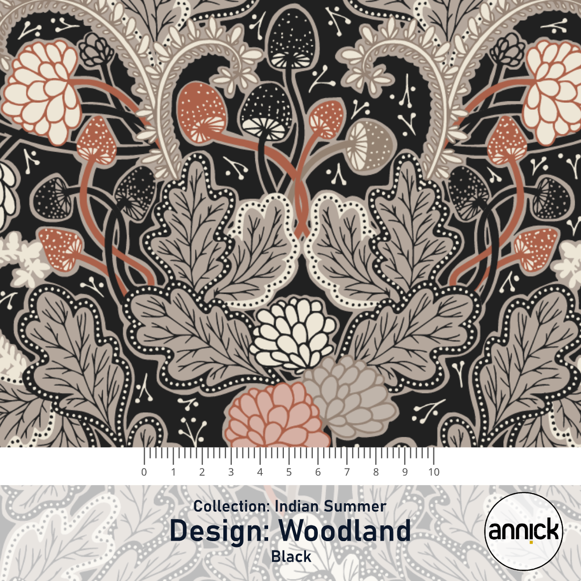 Bio Summersweat Stoff - Indian Summer Woodland Black - Annick, Herbst, schwarz, Blätter & Ranken, Abstrakt, Breite 150 cm Bio Summersweat Stoff - Indian Summer Woodland Black - Annick, Herbst, schwarz, Blätter & Ranken, Abstrakt, Breite 150 cm
