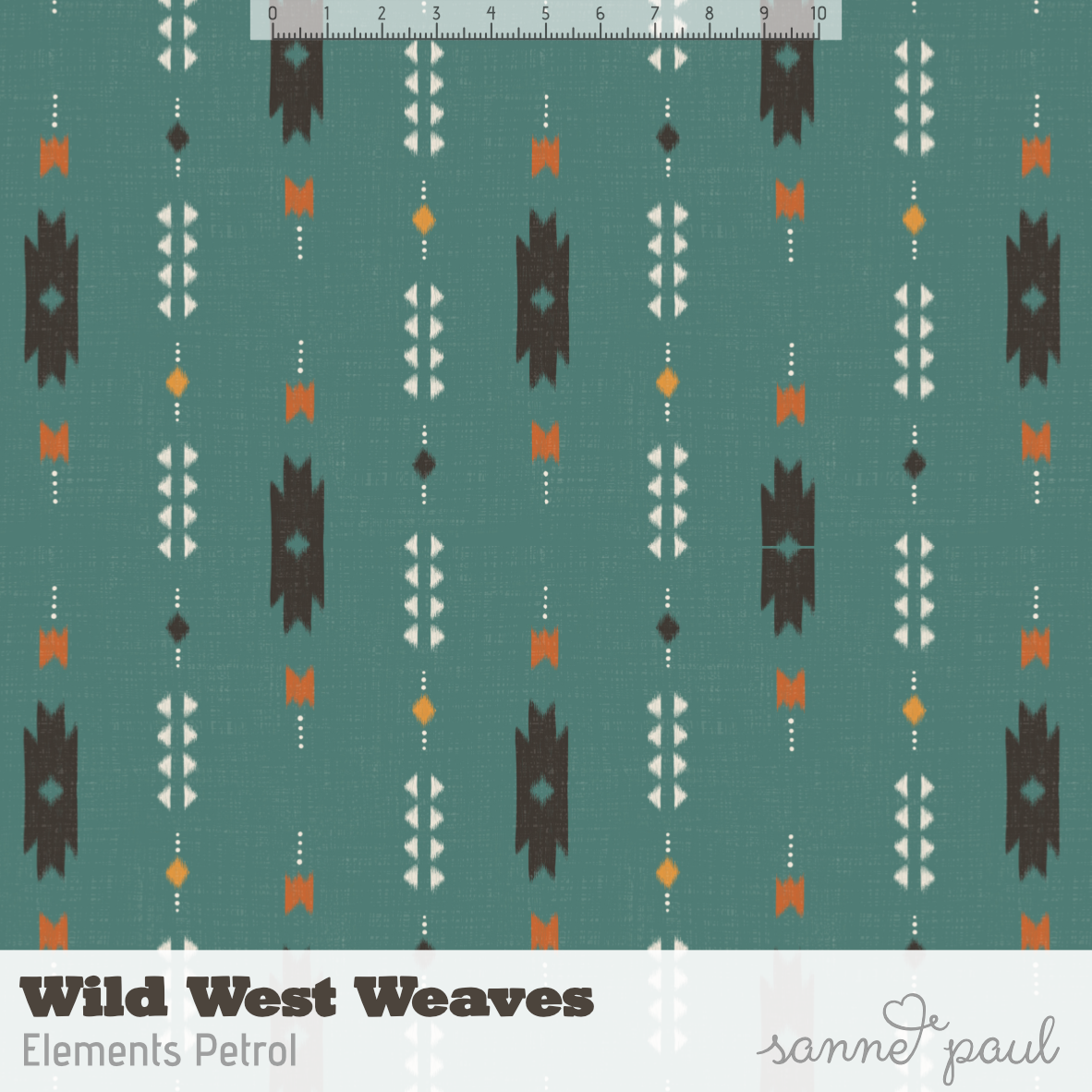 Bio Stoff - Wild West Weaves Elements Petrol von Sanne Paul in petrol