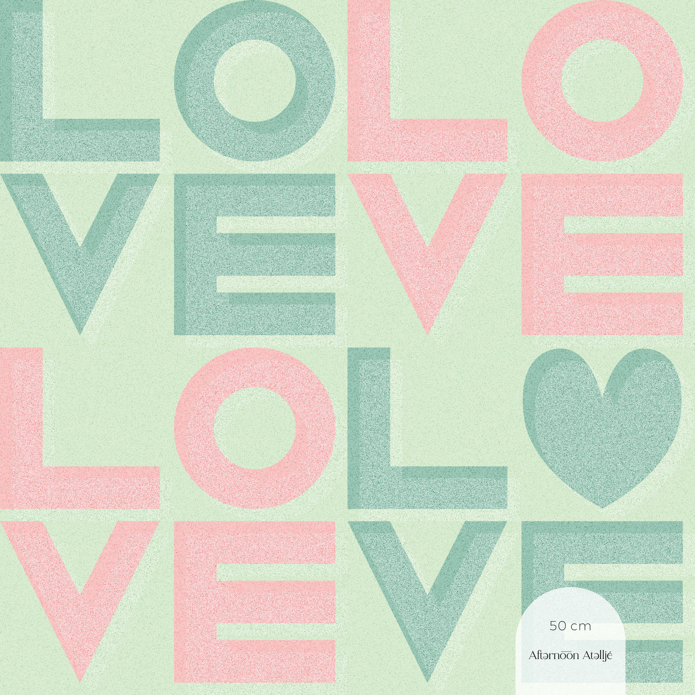 Bio Summersweat Stoff  -  Love melone  - AfternoonAtellje, Buchstaben & Zahlen, grün, Breite 150 cm