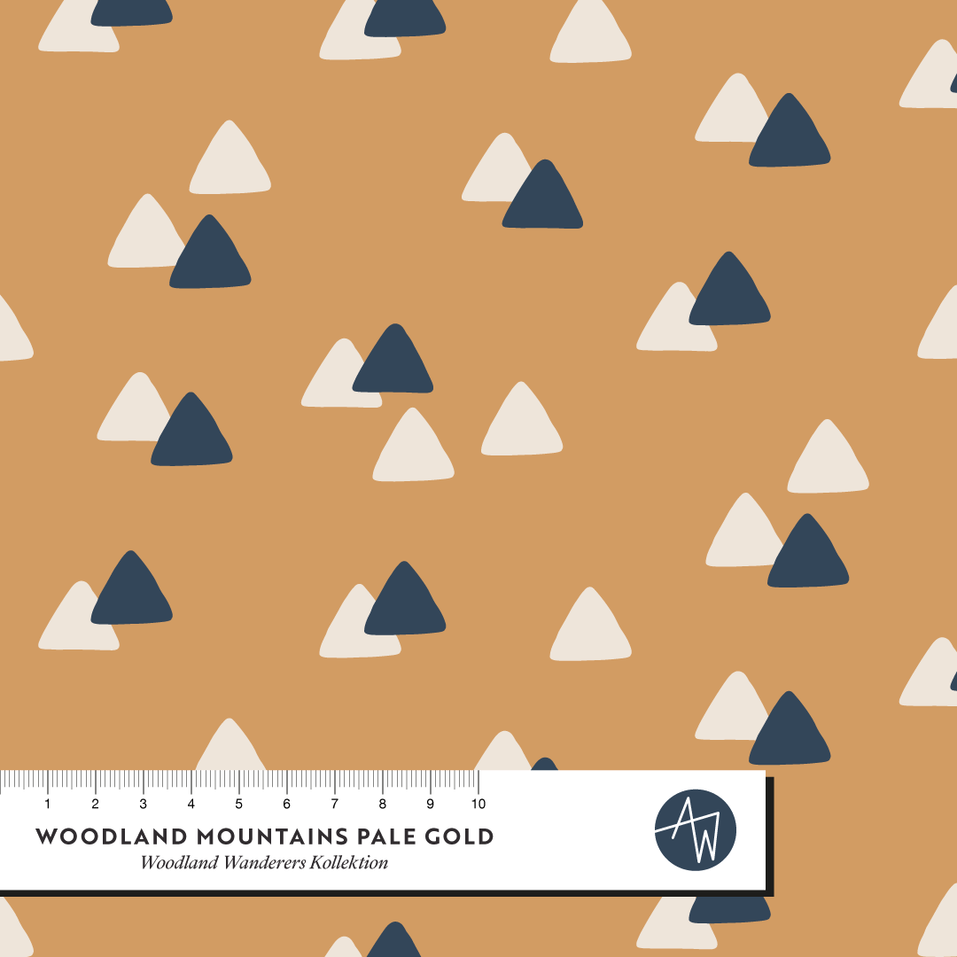 Organic Fabric - Woodland Mountains Pale Gold by Alexandra Weise in beige