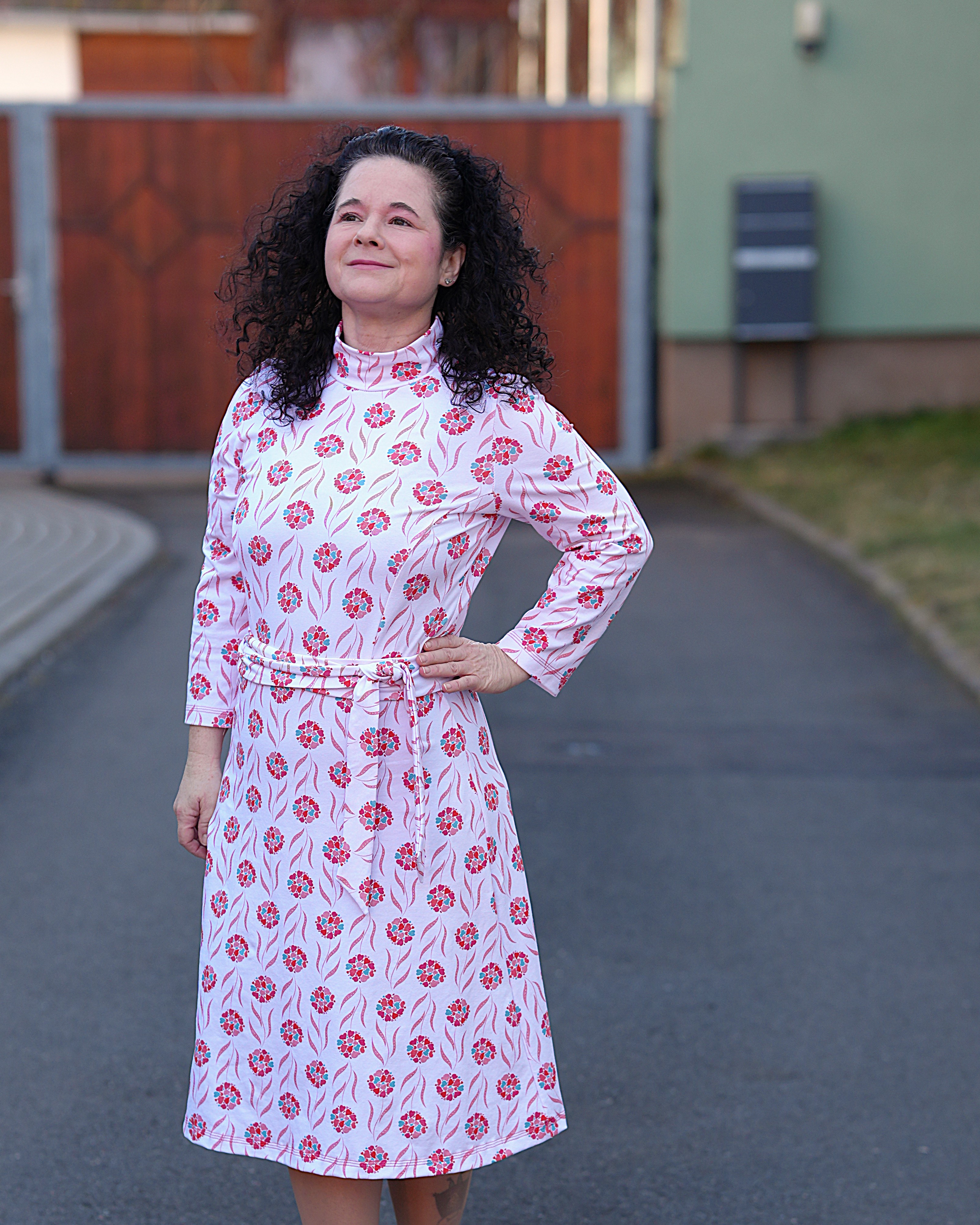 Bio Stoff - Herz Blumen rosa