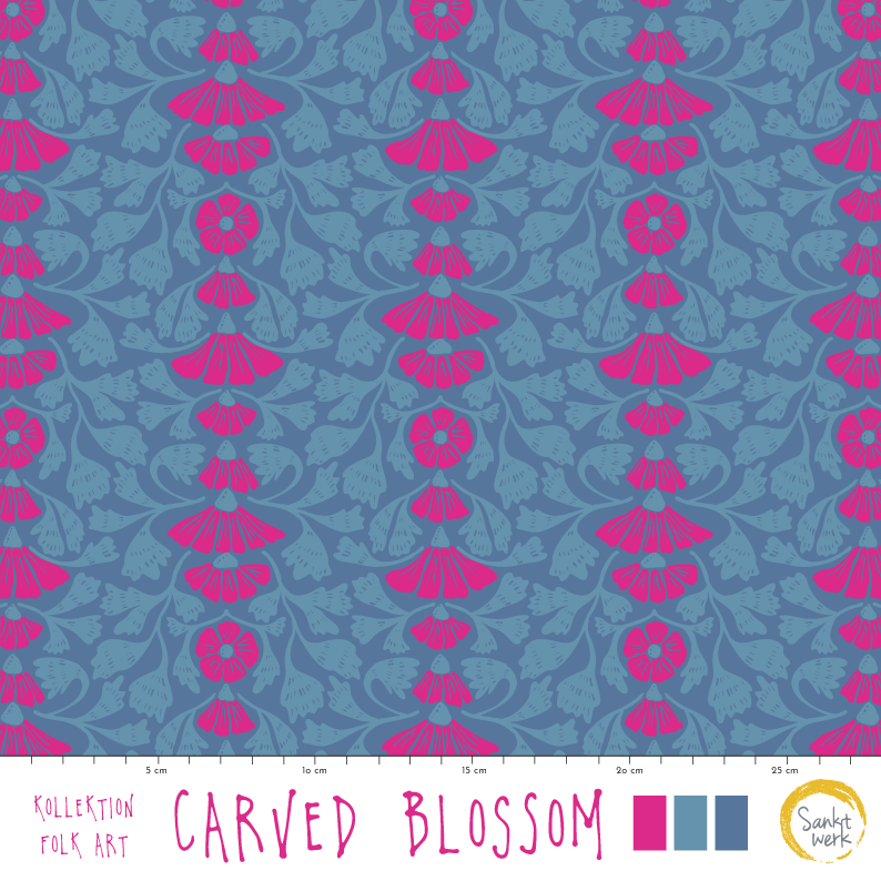 Bio Stoff - Carved Blossom von Sanktwerk in blau