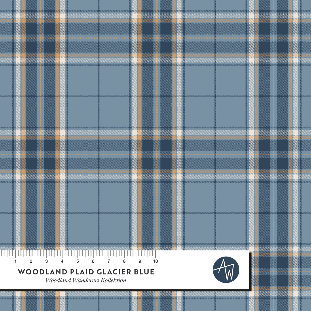 Bio Stoff - Woodland Plaid Glacier Blue by Alexandra Weise in blue