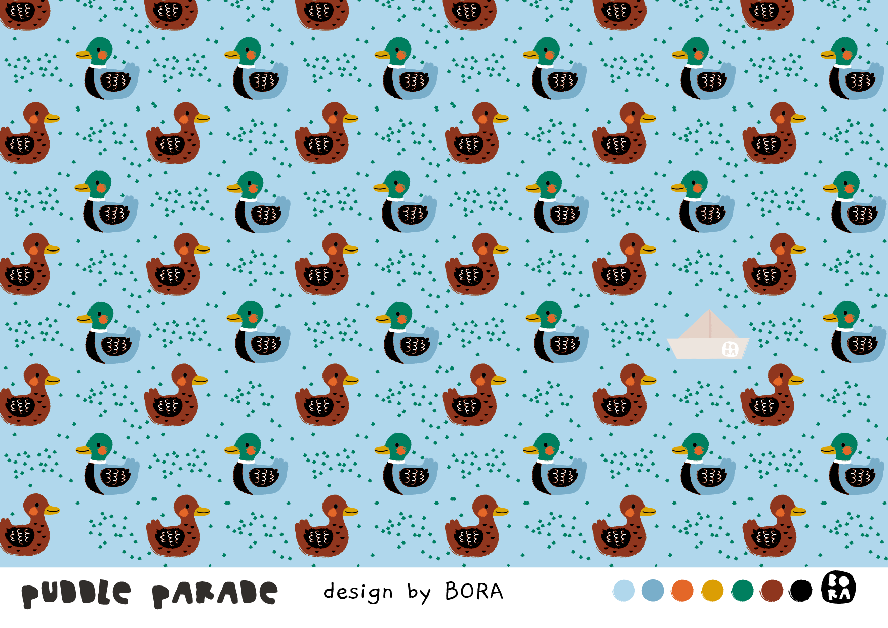 Bio Webware Stoff - Puddle Parade - Bora, blau, Maritim, Tiere 100% Bio-Baumwolle Bio Webware Stoff - Puddle Parade - Bora, blau, Maritim, Tiere 100% Bio-Baumwolle