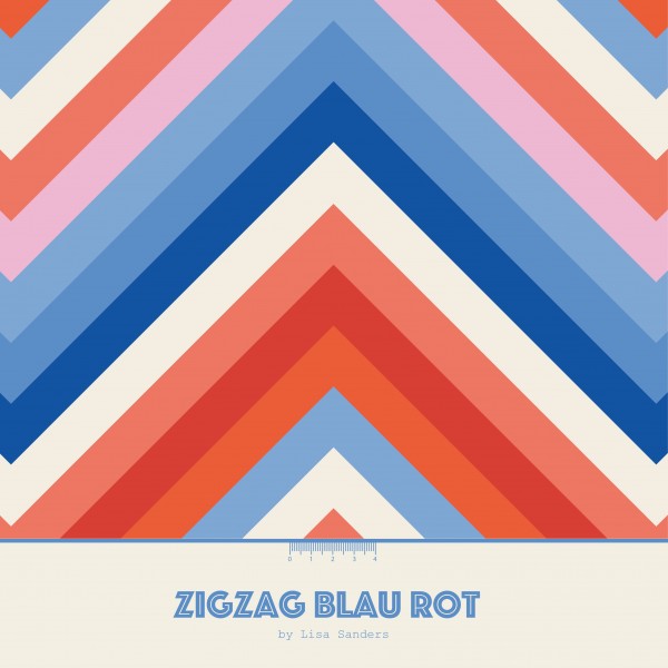 Bio Webware Stoff - Zig Zag - LisaSanders, Streifen, blau, rot, 100% Bio-Baumwolle Bio Webware Stoff - Zig Zag - LisaSanders, Streifen, blau, rot, 100% Bio-Baumwolle