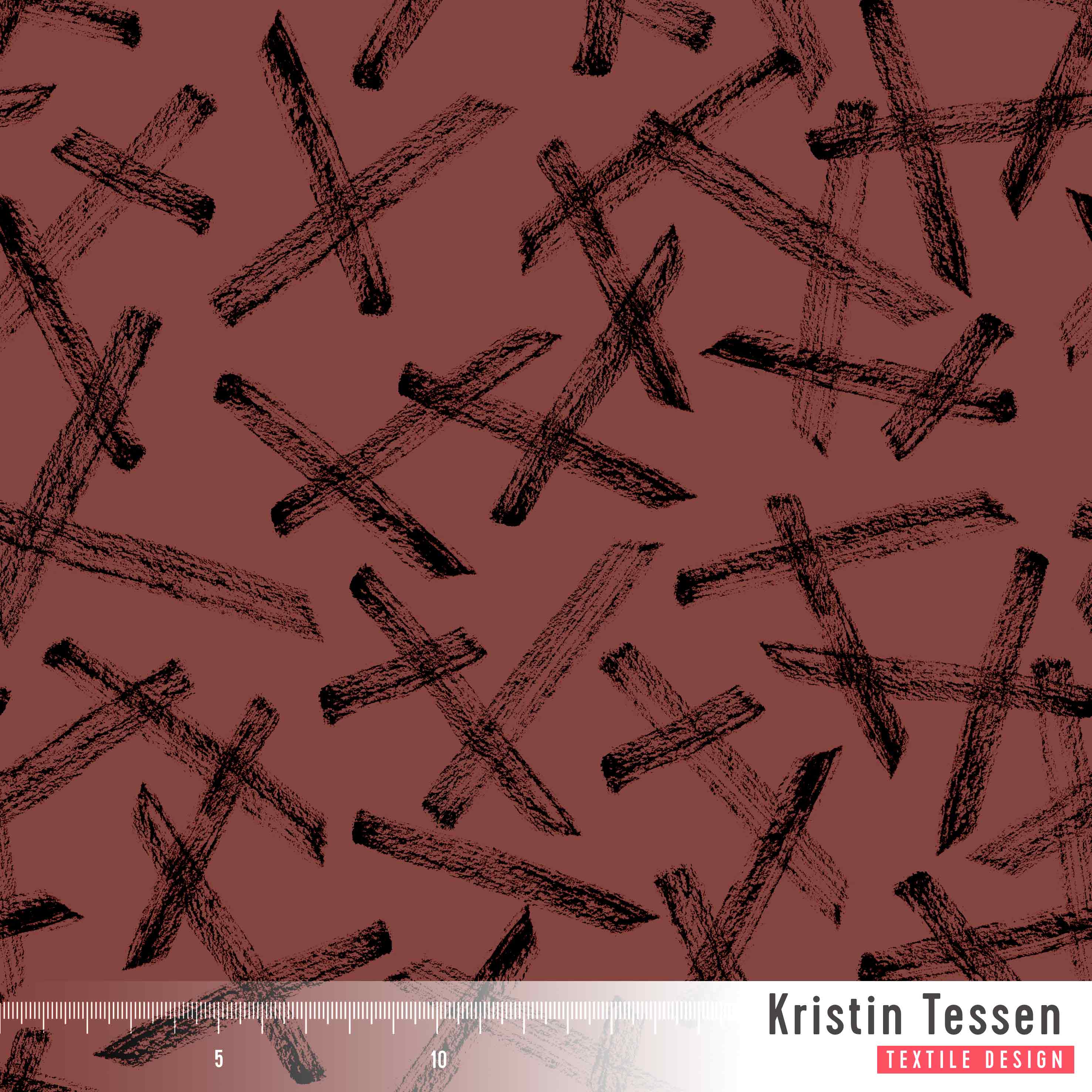 Bio Stoff - Texturestripe Small Hotchilli von Kristin Tessen in rot