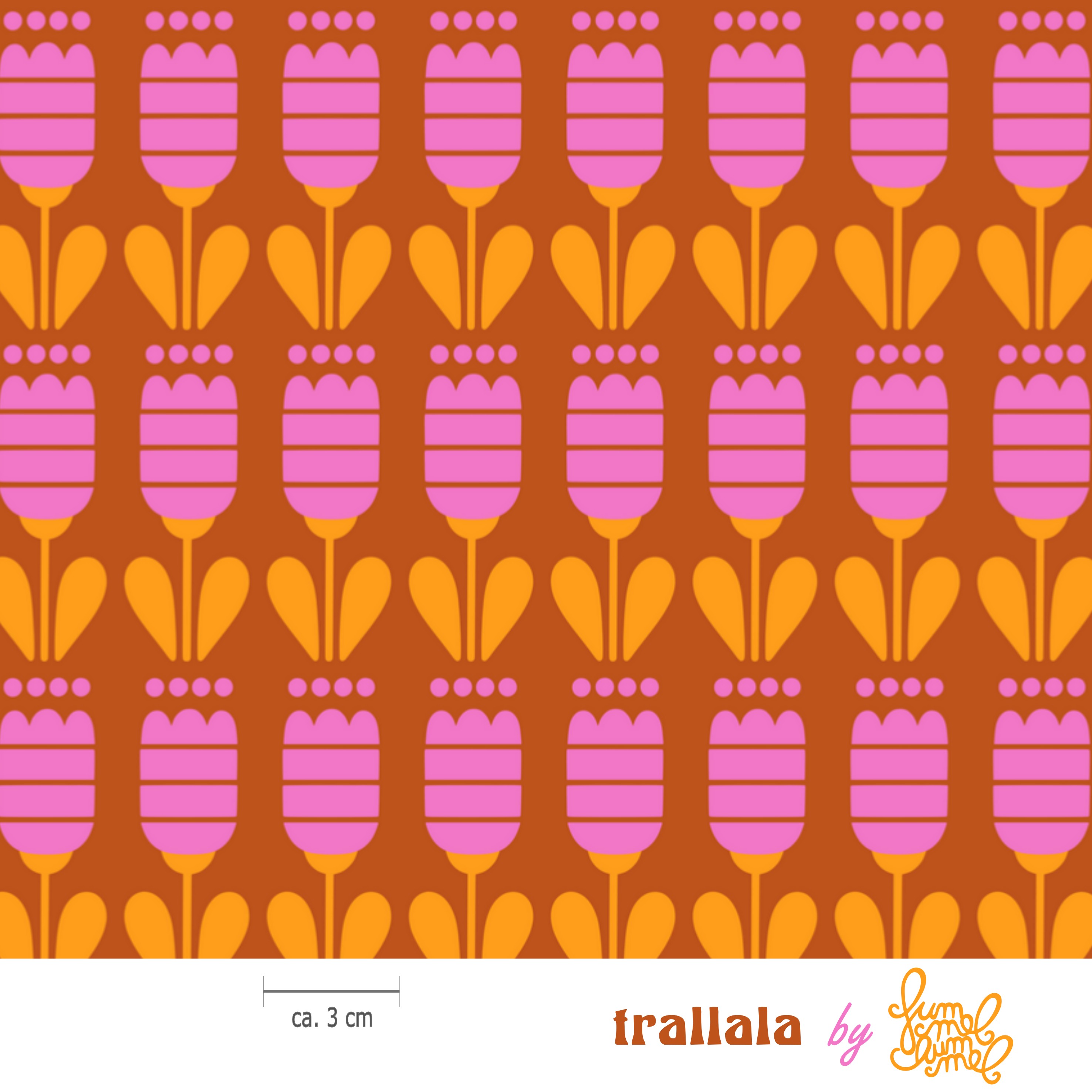 Bio Stoff  - Trallala Braun - Fummelhummel, bunt, Floral & Blumen