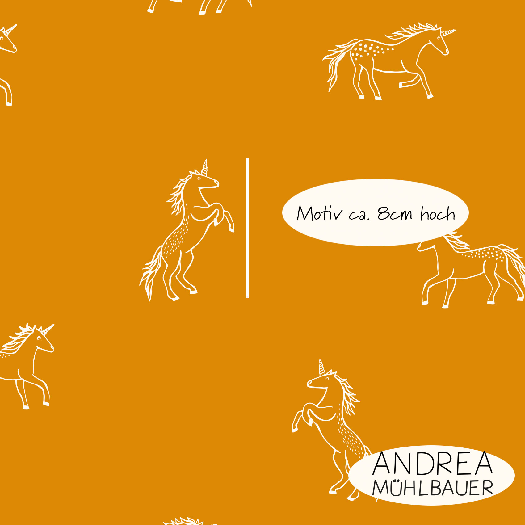 Bio Webware Stoff  -  Einhörner Outlines  - AndreaMuehlbauer, Tiere, blau, Fantasy, 100% Bio-Baumwolle