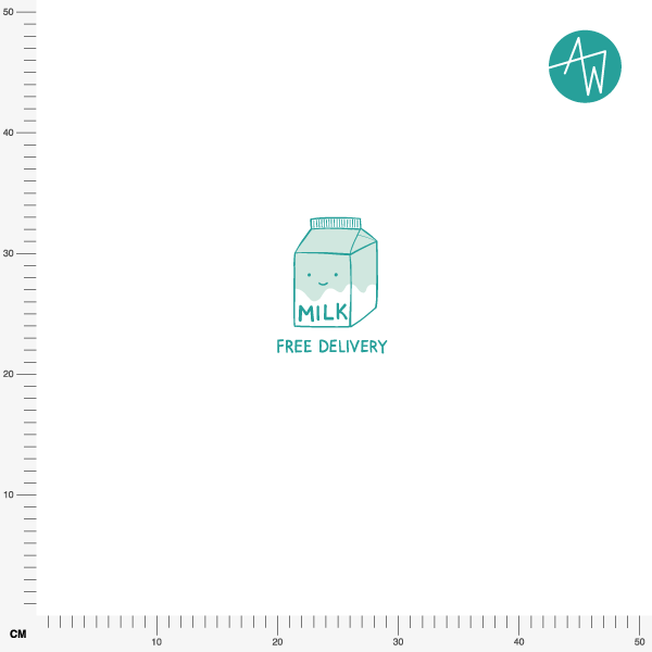 Organic fabric  - 100cm Panel Milk Club white