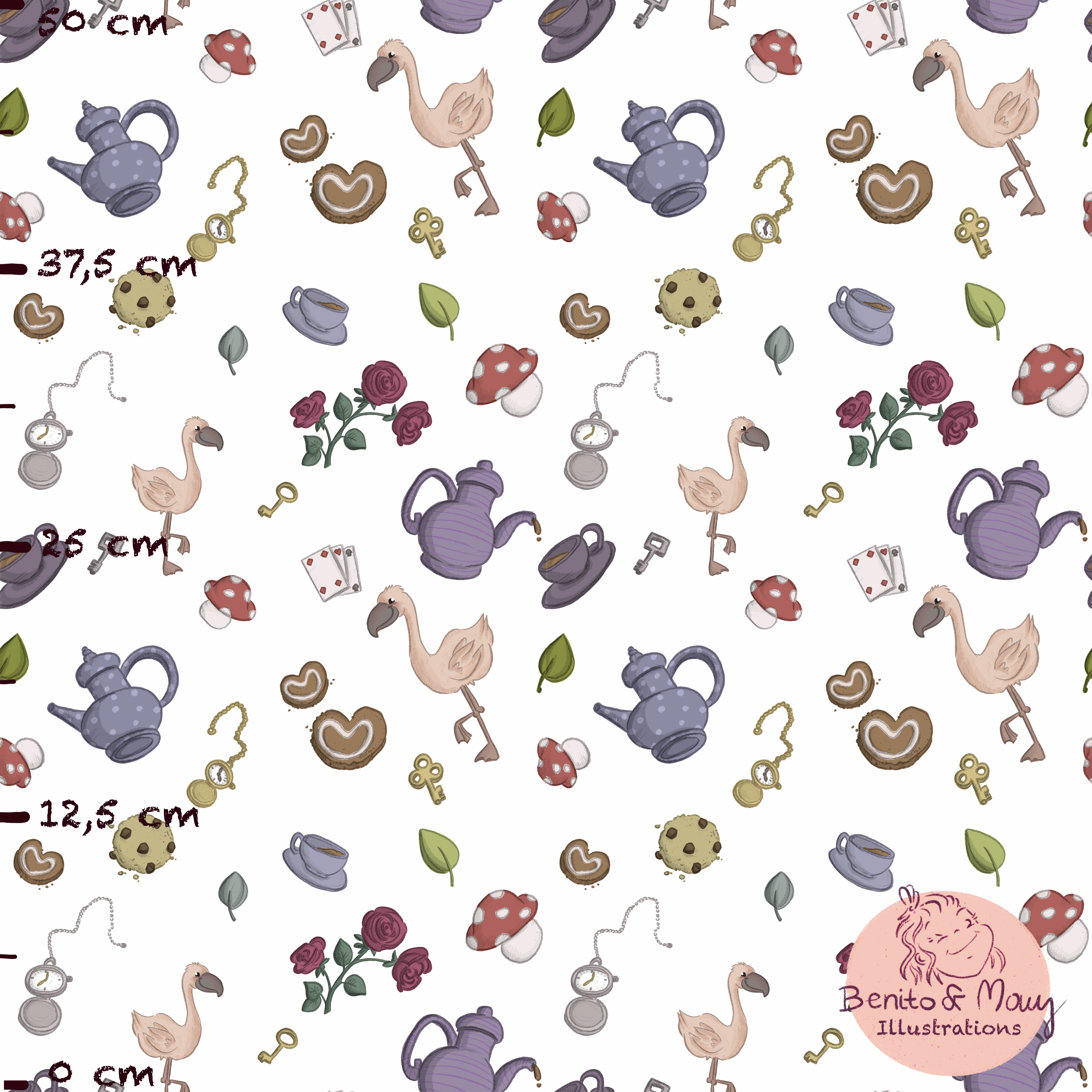 Bio Fabric - Tea Party by Benito Und Maus Illustrations in colorful