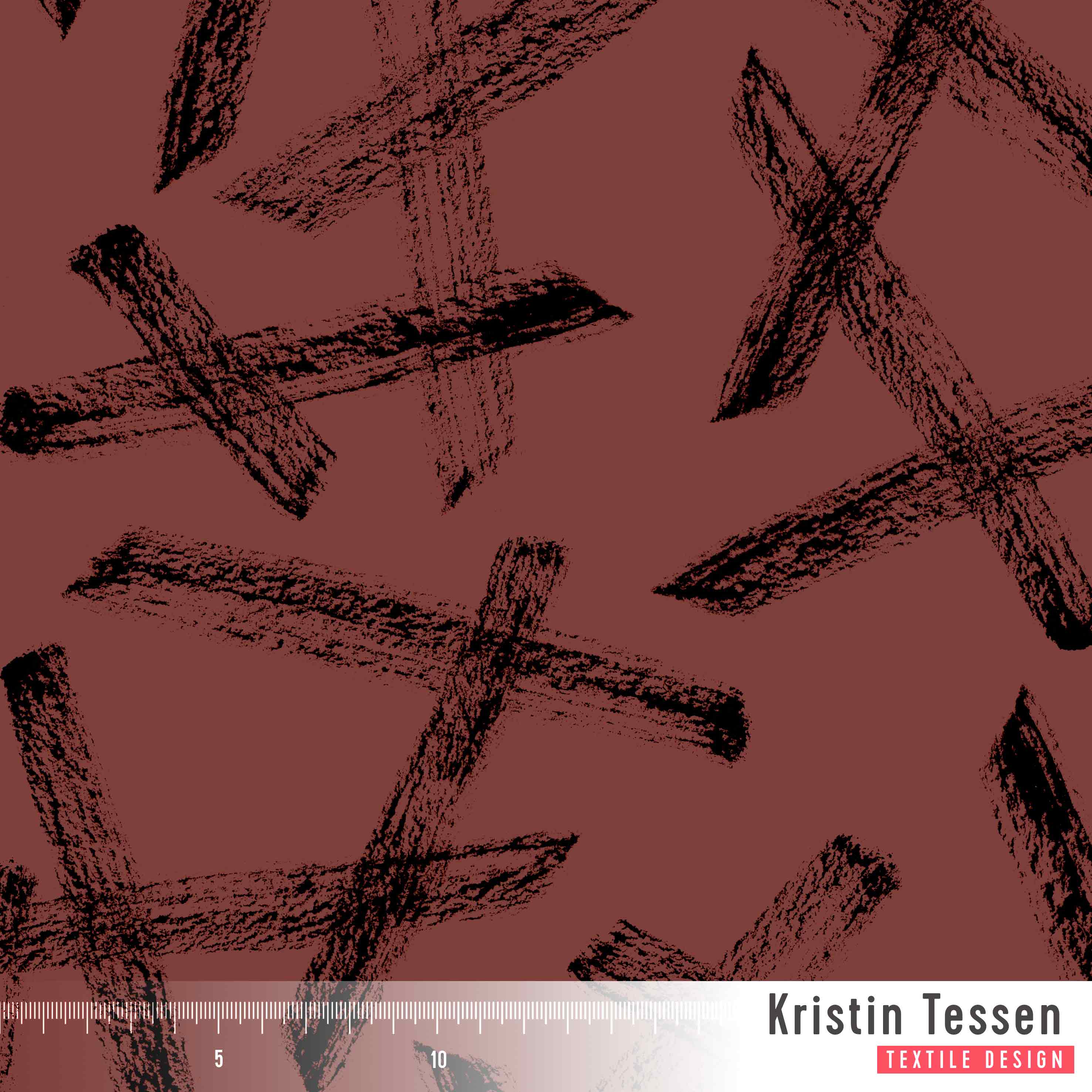 Bio Stoff - Texturestripe Hotchilli von Kristin Tessen in rot