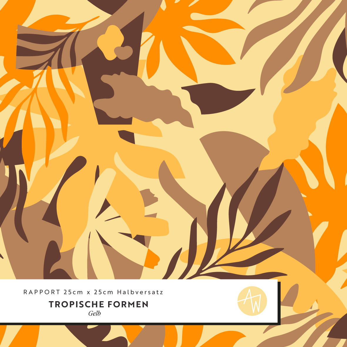 Organic Fabric - Tropical Shapes Yellow by Alexandra Weise in yellow