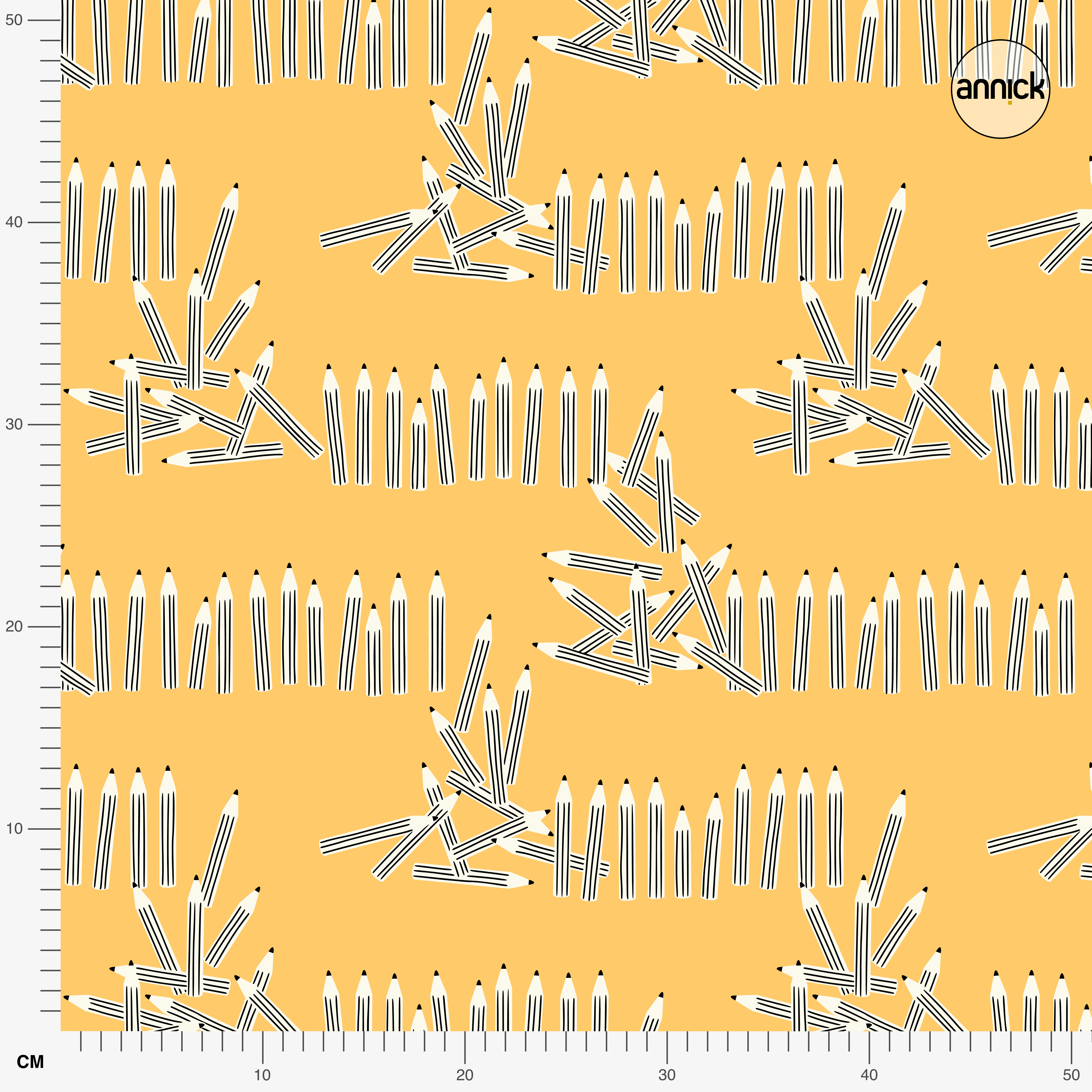 Organic fabric -  Kids Day Pen Parade yellow
