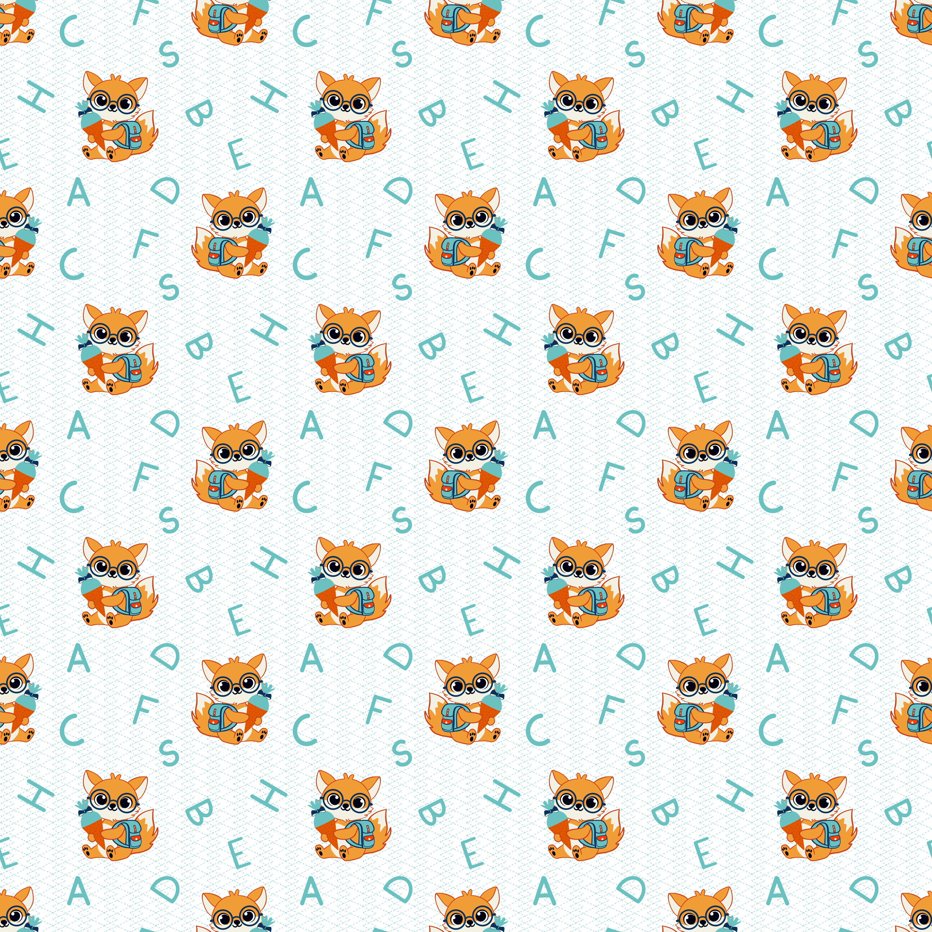Bio Stoff - Buchstaben Fuchs Weiss Tuerkis von misspeppels in türkis Bio Stoff - Buchstaben Fuchs Weiss Tuerkis von misspeppels in türkis