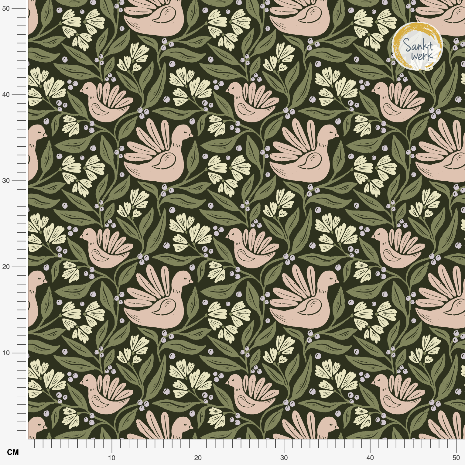 Organic fabric  - Birds of Paradise night