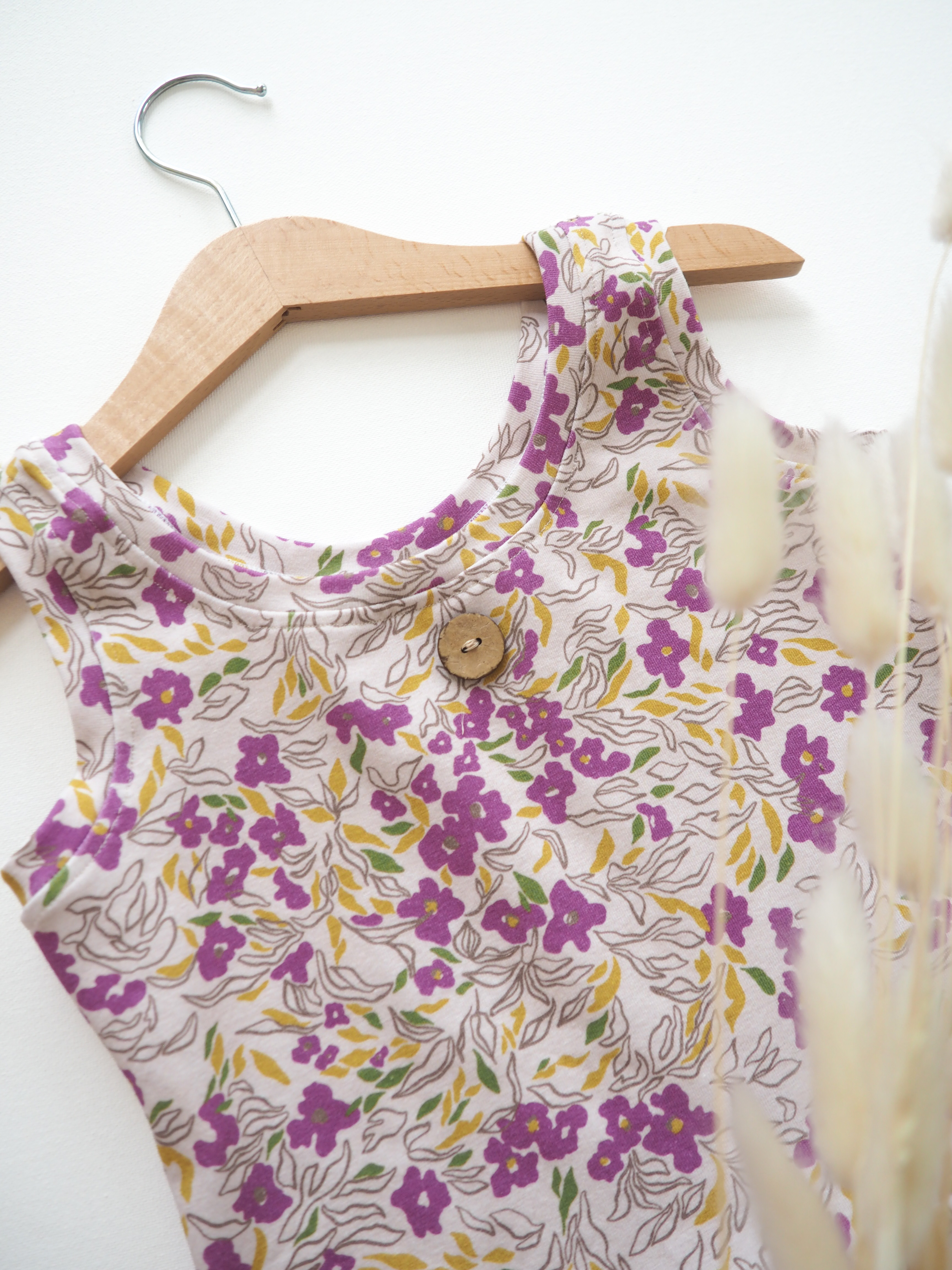 Organic fabric - Meadow Fleur violett