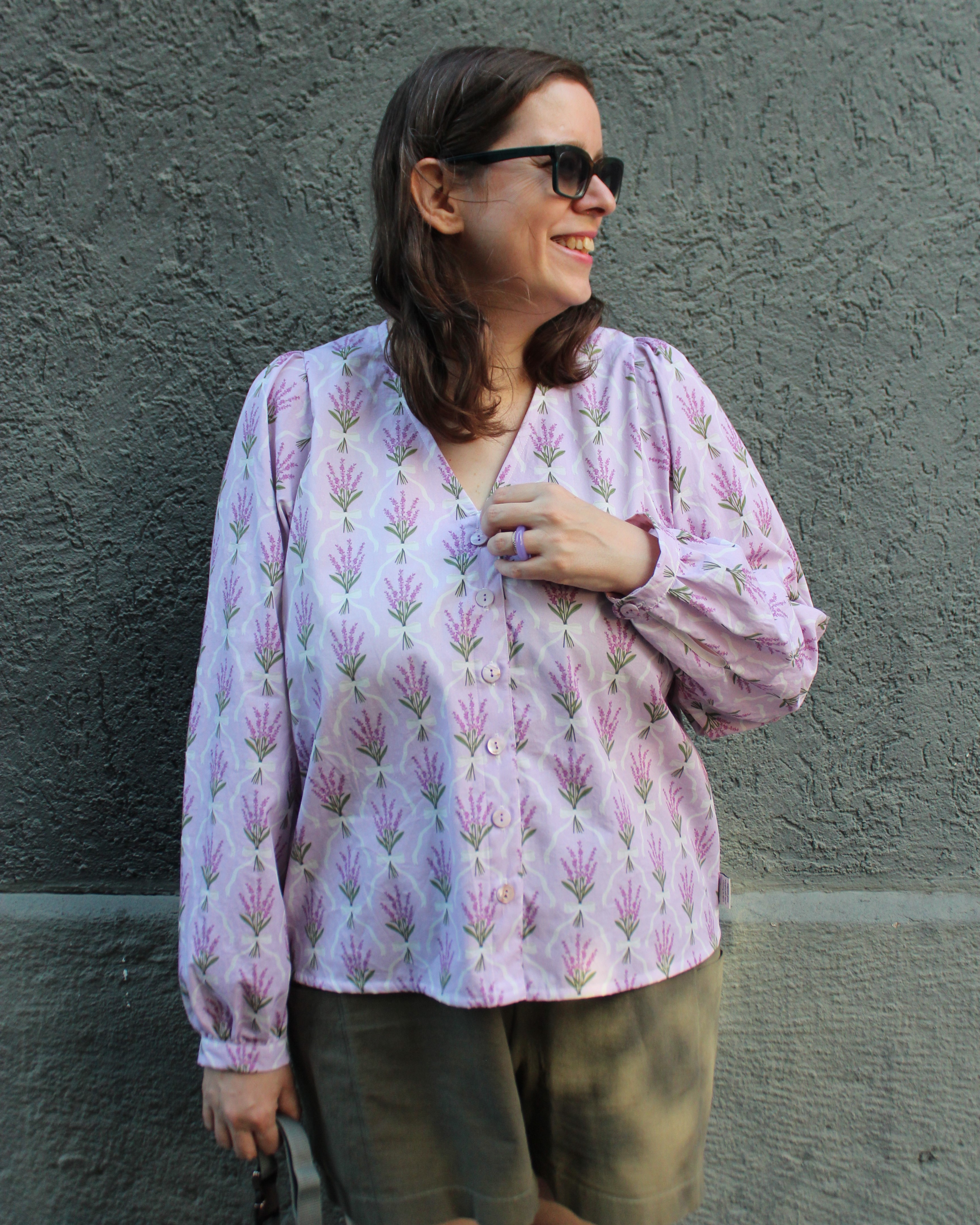 Organic fabric - Lavendelstrauß mit Schleife purple