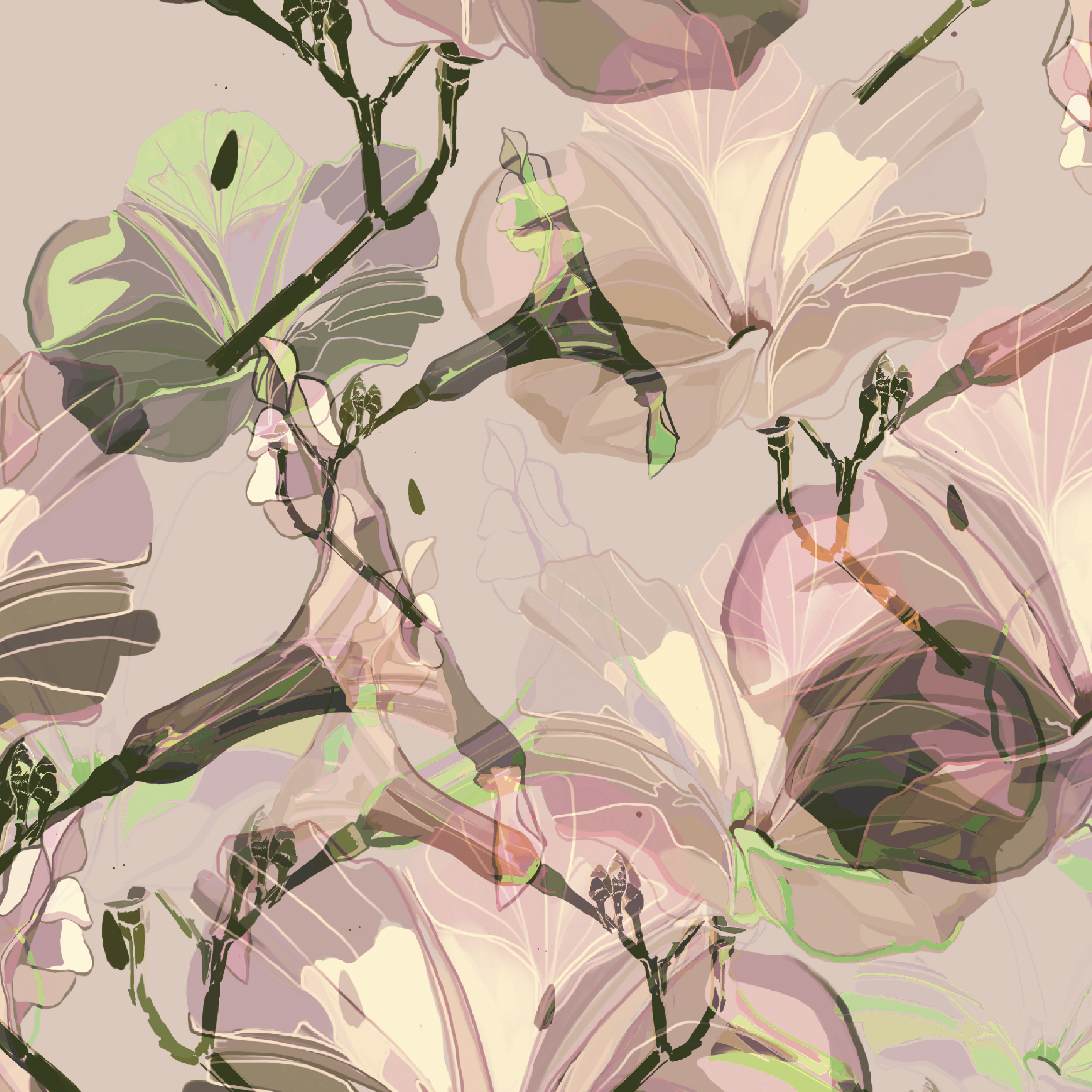 Organic fabric  - Deepflower rose