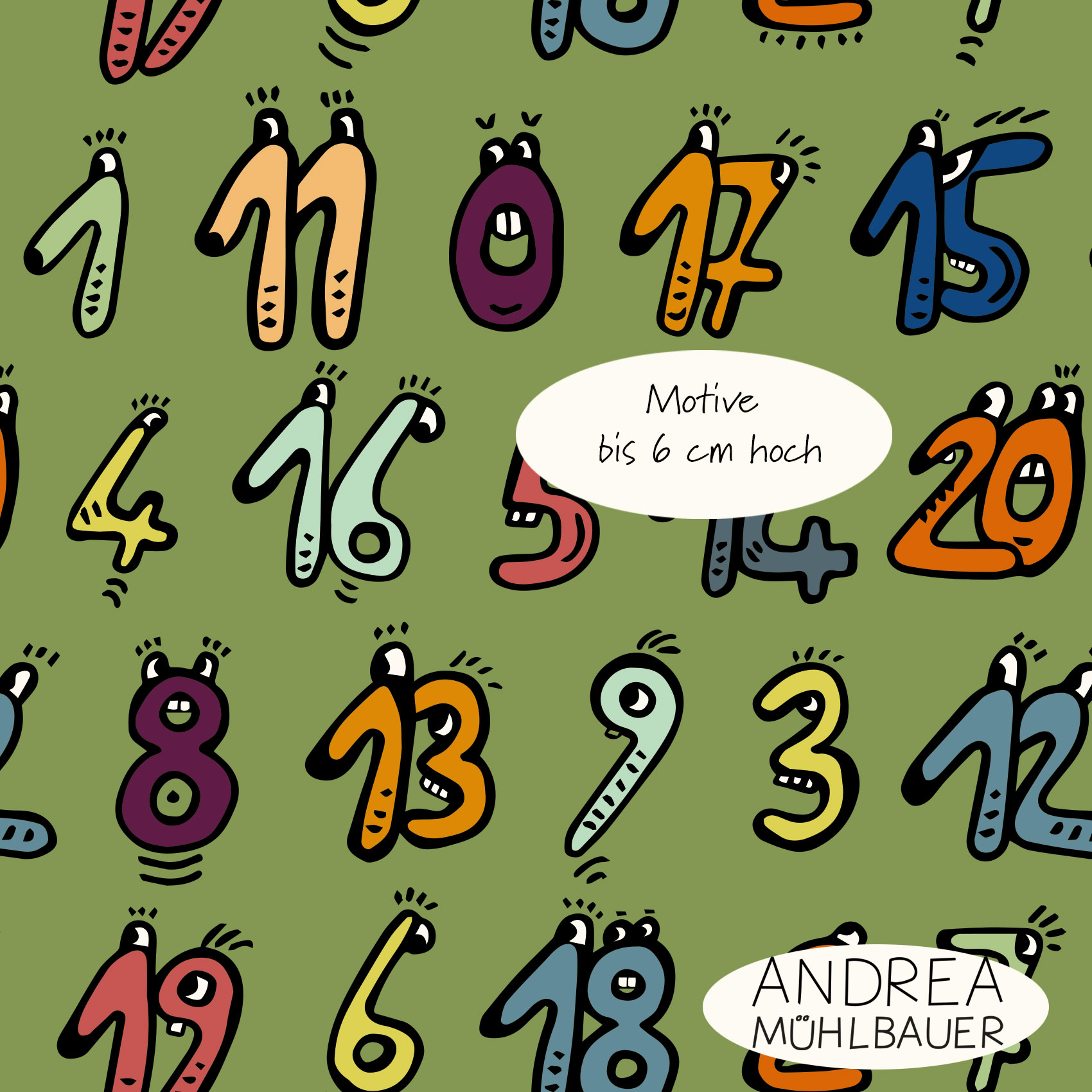 Bio Stoff - Zahlen123 Gruen von Andrea Muehlbauer in grün