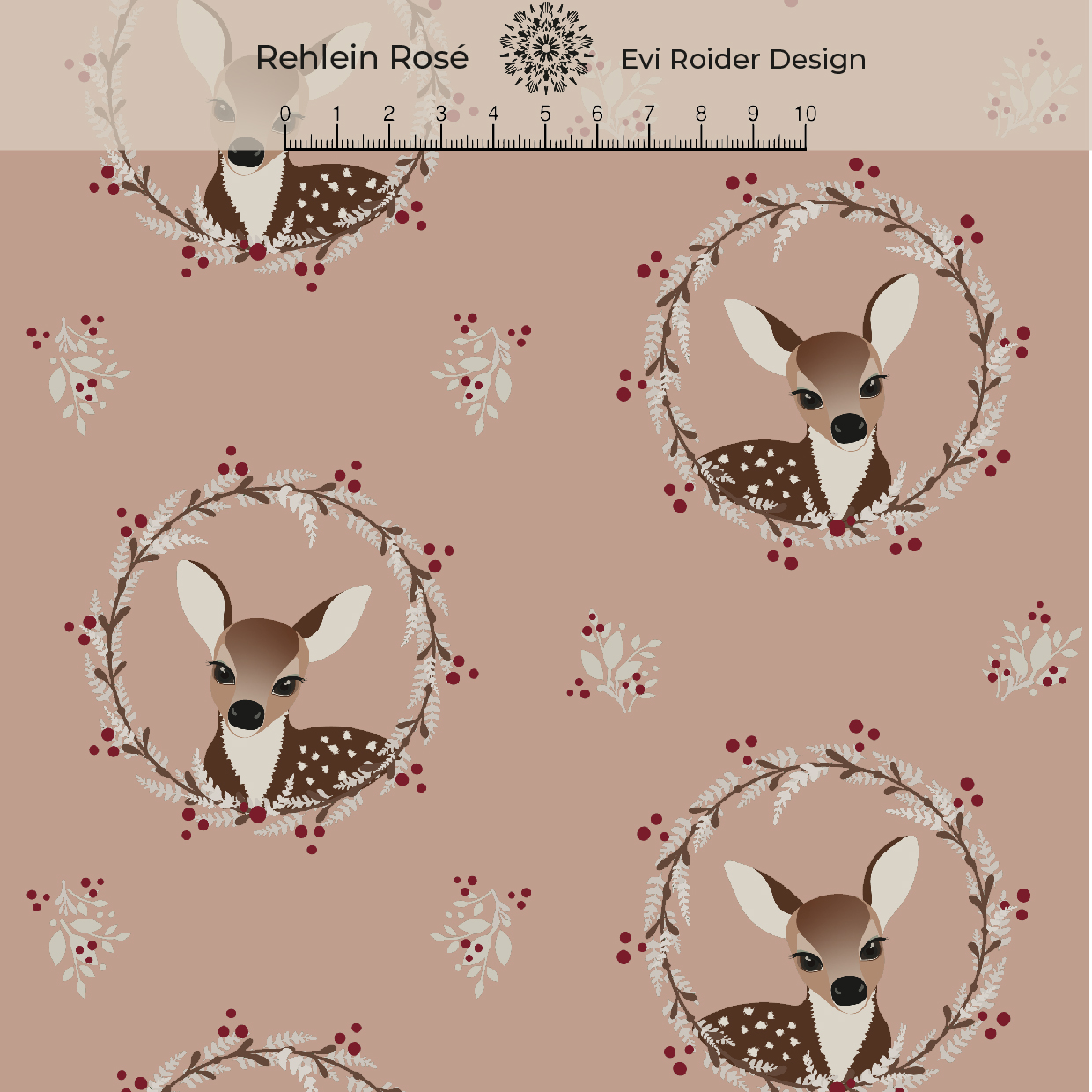 Bio Webware Stoff  - Rehlein Rosa - EviRoider, rosa, Tiere, Wald, 100% Bio-Baumwolle