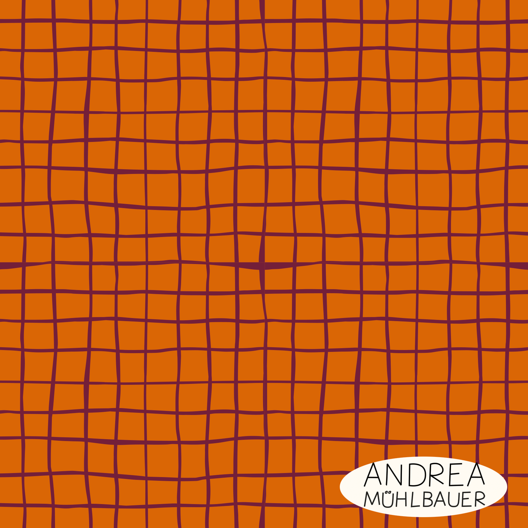 Bio Stoff - Handgezeichnetes Karo Orange von Andrea Muehlbauer in orange