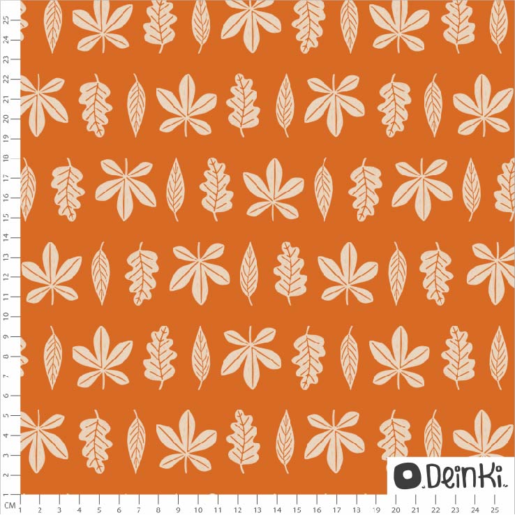 Bio Stoff - Herbstlaub Orange von Deinki in orange