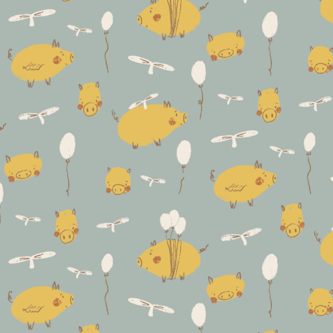 Organic fabric -  Piggy Party