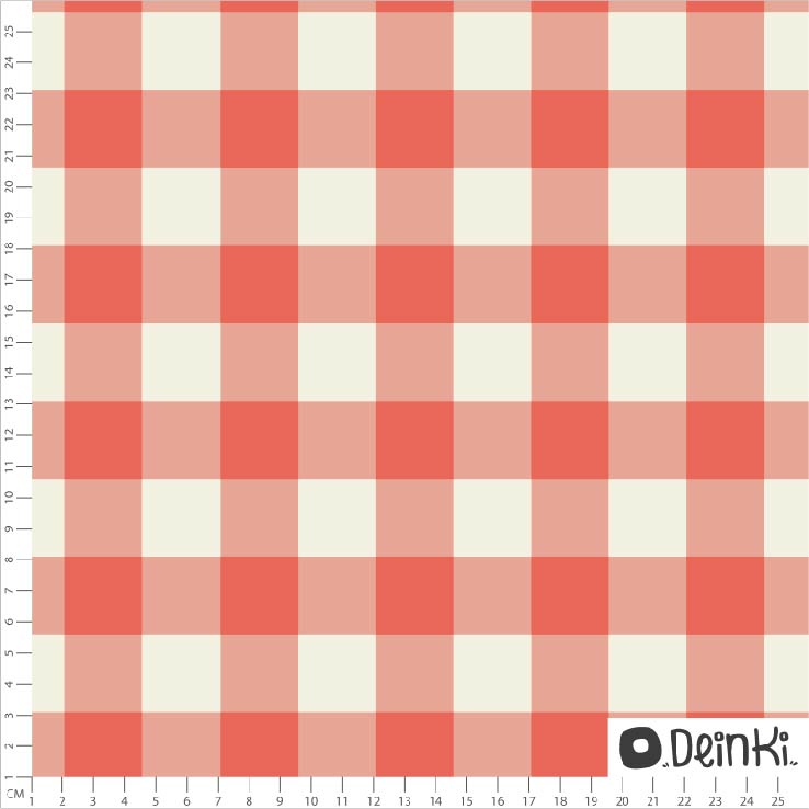 Bio Stoff  -  Osterkaro Breit  - Deinki, Kariert, rot